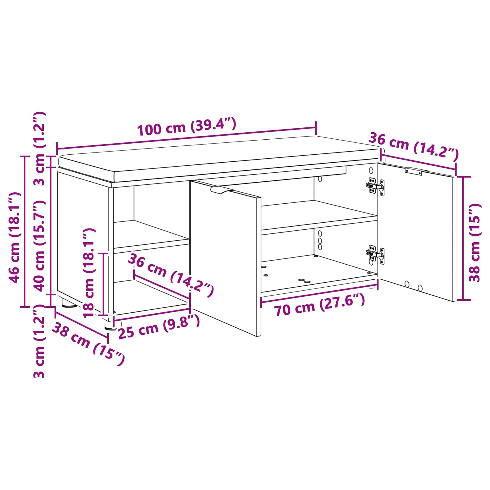 Haldna klop z blazino Enobarvno Betonsko siva 100 x 38 x 46 cm - slika 13