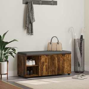 Haldna klop z blazino s polico Dimljeni Hrast 100 x 38 x 46 cm