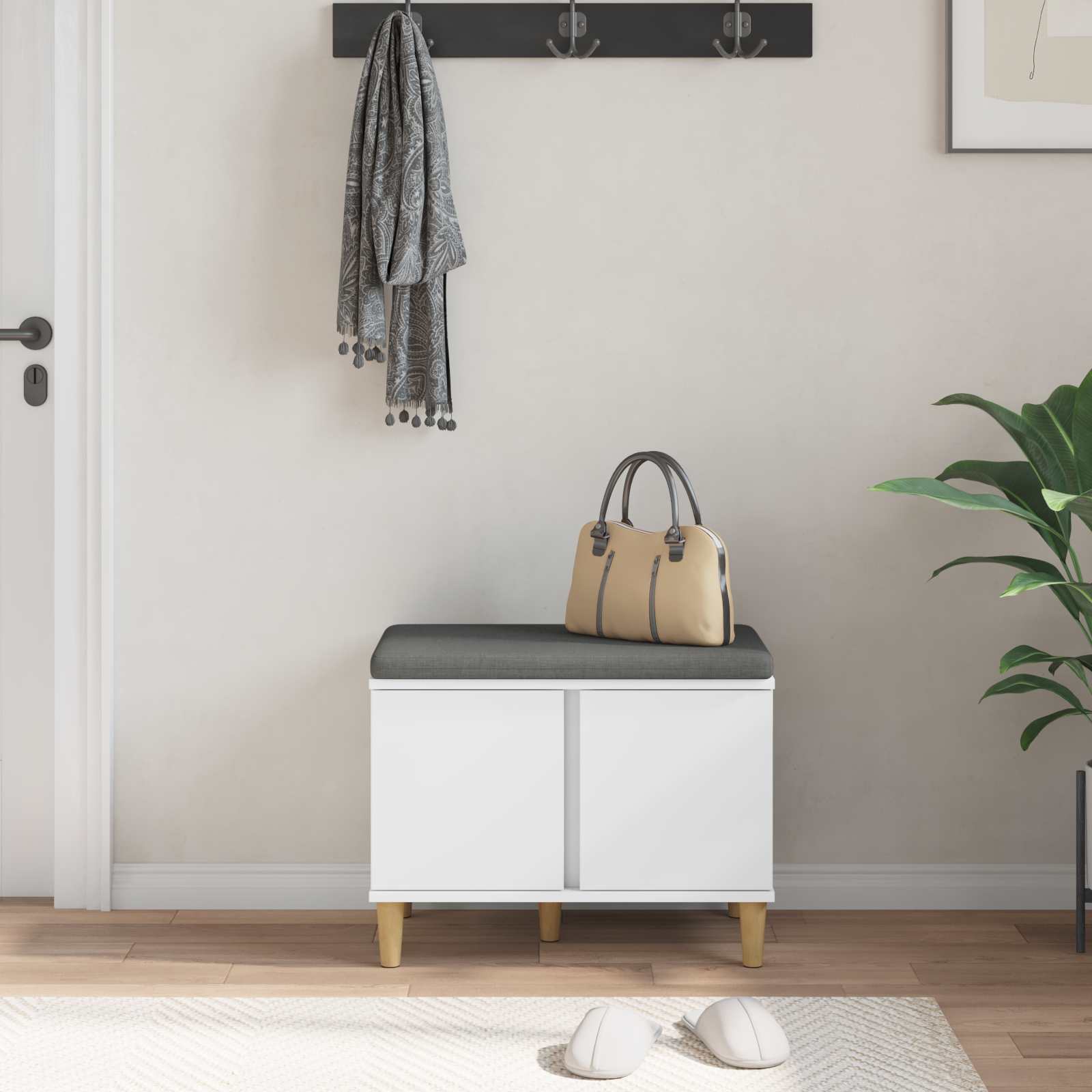 Haldna klop z blazino s shranjevanjem Bela 60 x 38 x 46 cm - slika 4