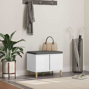 Haldna klop Bela 60 x 38 x 46 cm Oblikovan Les in Tkanina