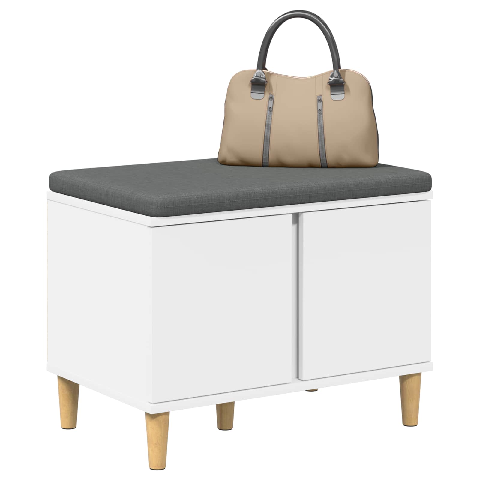 Haldna klop z blazino s shranjevanjem Bela 60 x 38 x 46 cm - slika 3