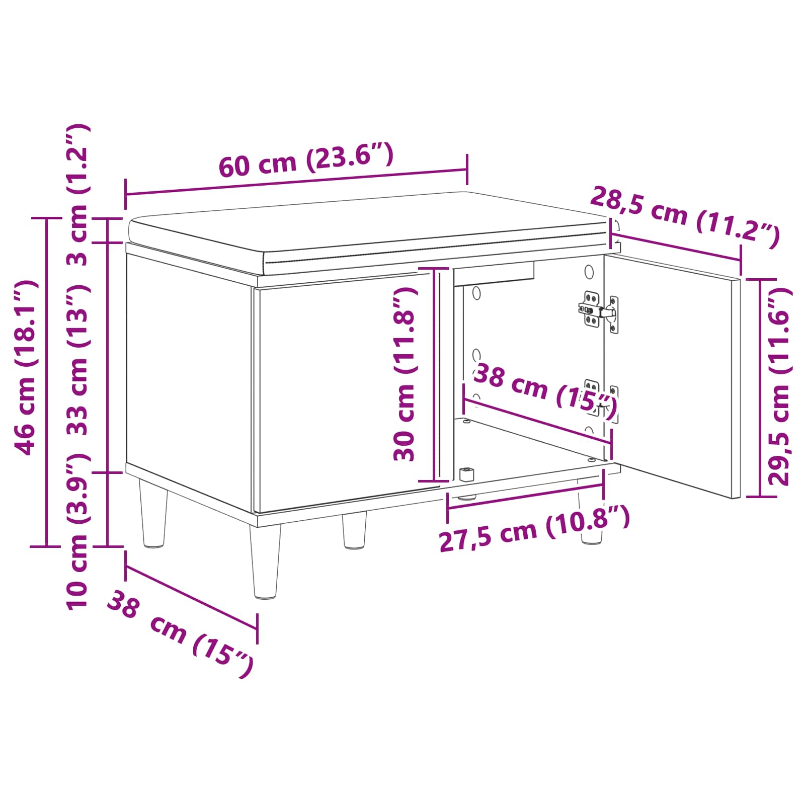Haldna klop z blazino s shranjevanjem Star les 60 x 38 x 46 cm - slika 11