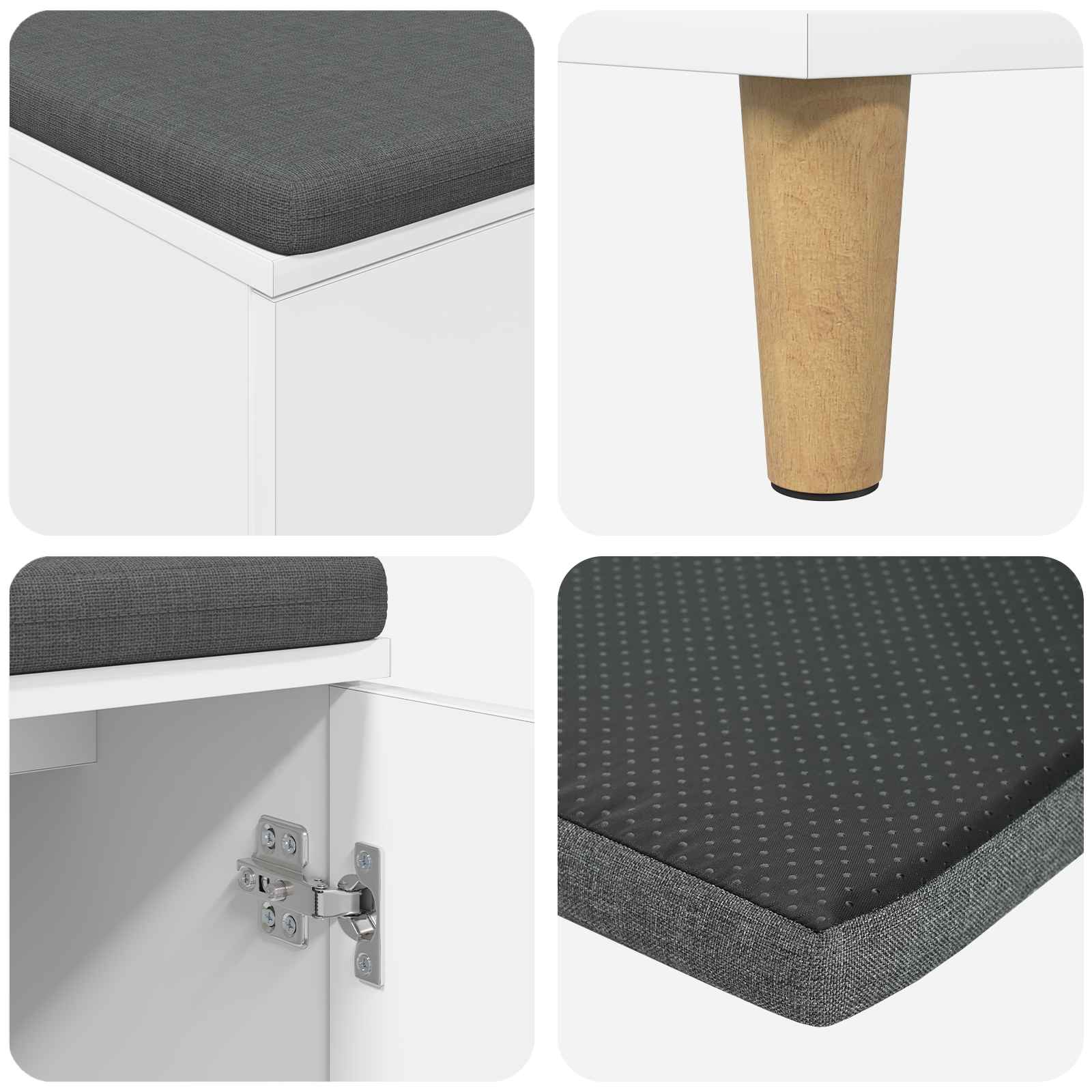 Haldna klop z blazino s shranjevanjem Bela 60 x 38 x 46 cm - slika 9