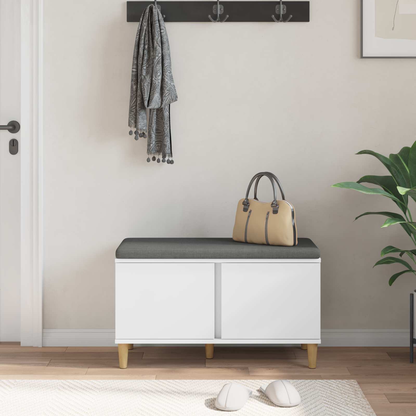 Haldna klop z blazino s shranjevanjem Bela 60 x 38 x 46 cm - slika 4