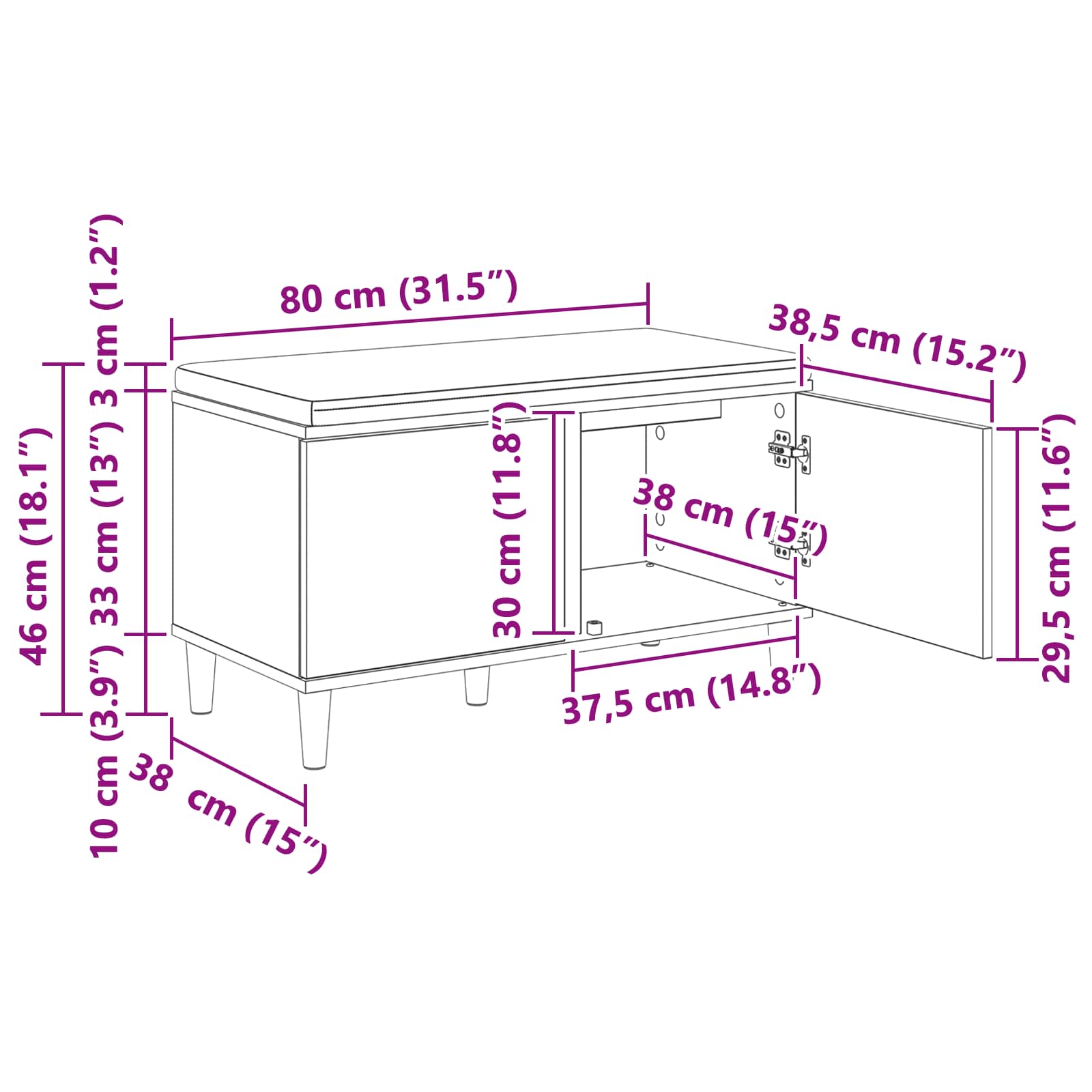 Haldna klop z blazino s shranjevanjem Bela 60 x 38 x 46 cm - slika 11