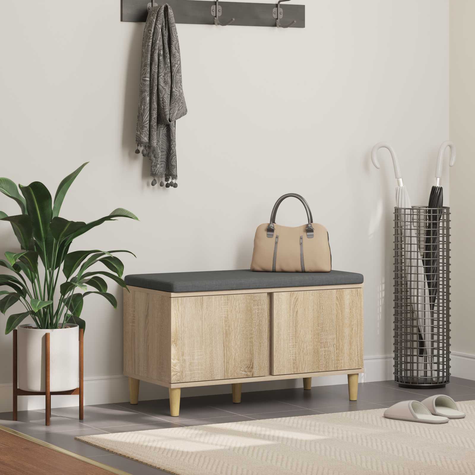 Пейка за коридор с възглавница Сонома дъб 60 x 38 x 46 см