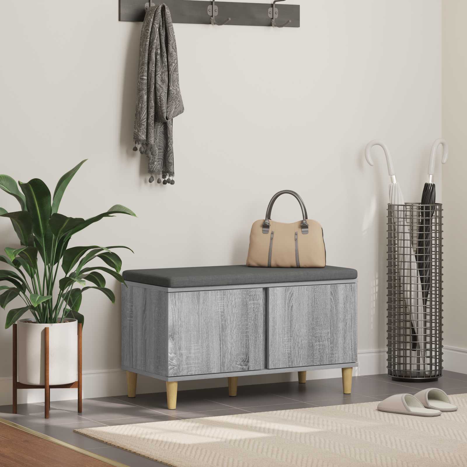 Haldna klop z blazino z vrati Siva Sonoma 60 x 38 x 46 cm