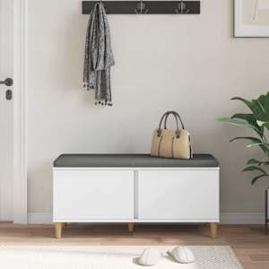 Chodbičková lavice s polštářem se dveřmi Bílý 100 x 38 x 46 cm - obrázek 4