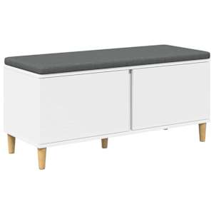 Chodbičková lavice s polštářem se dveřmi Bílý 100 x 38 x 46 cm - obrázek 2