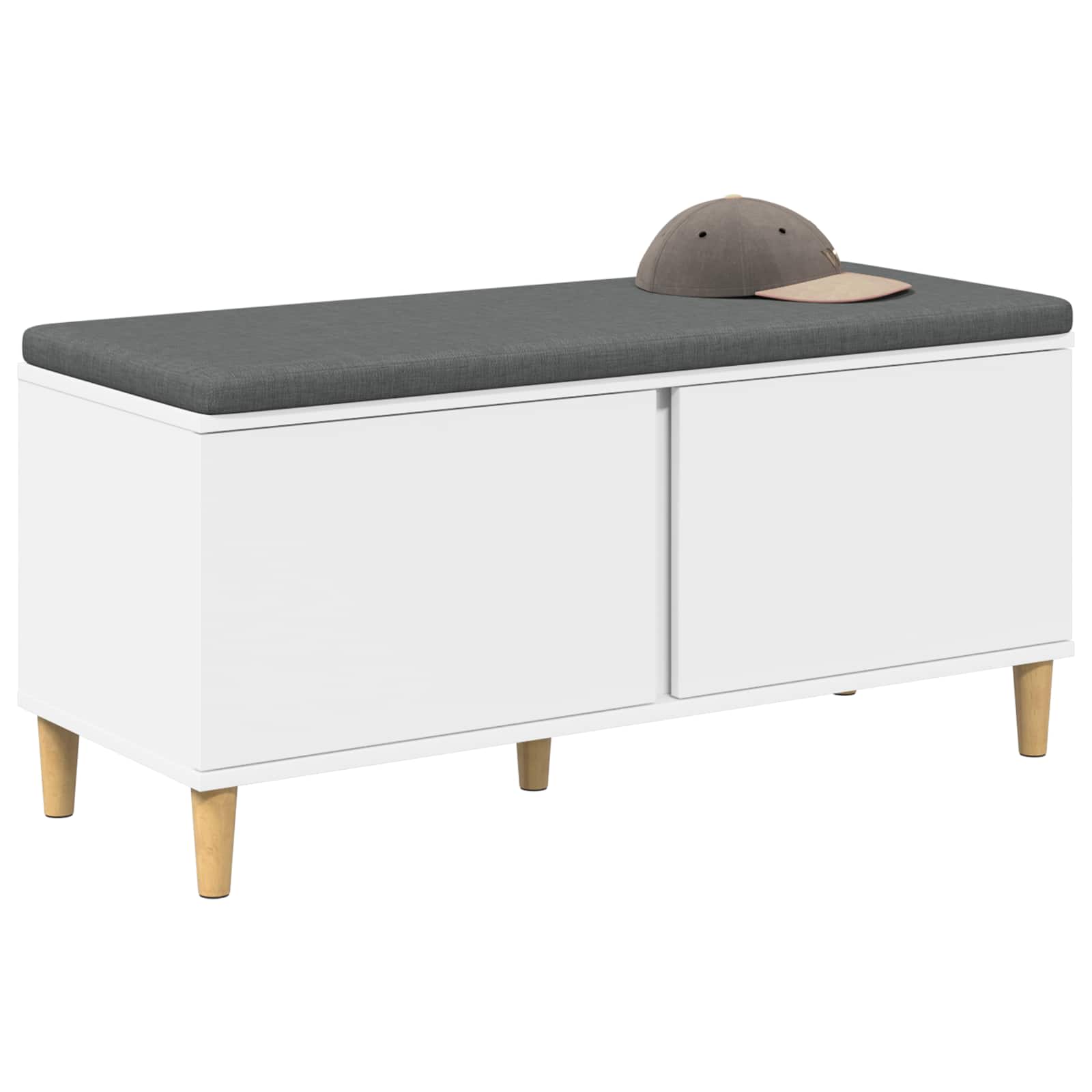 vidaXL Halbank met kussen met opslag met de deur Wit 60 x 38 x 46 cm