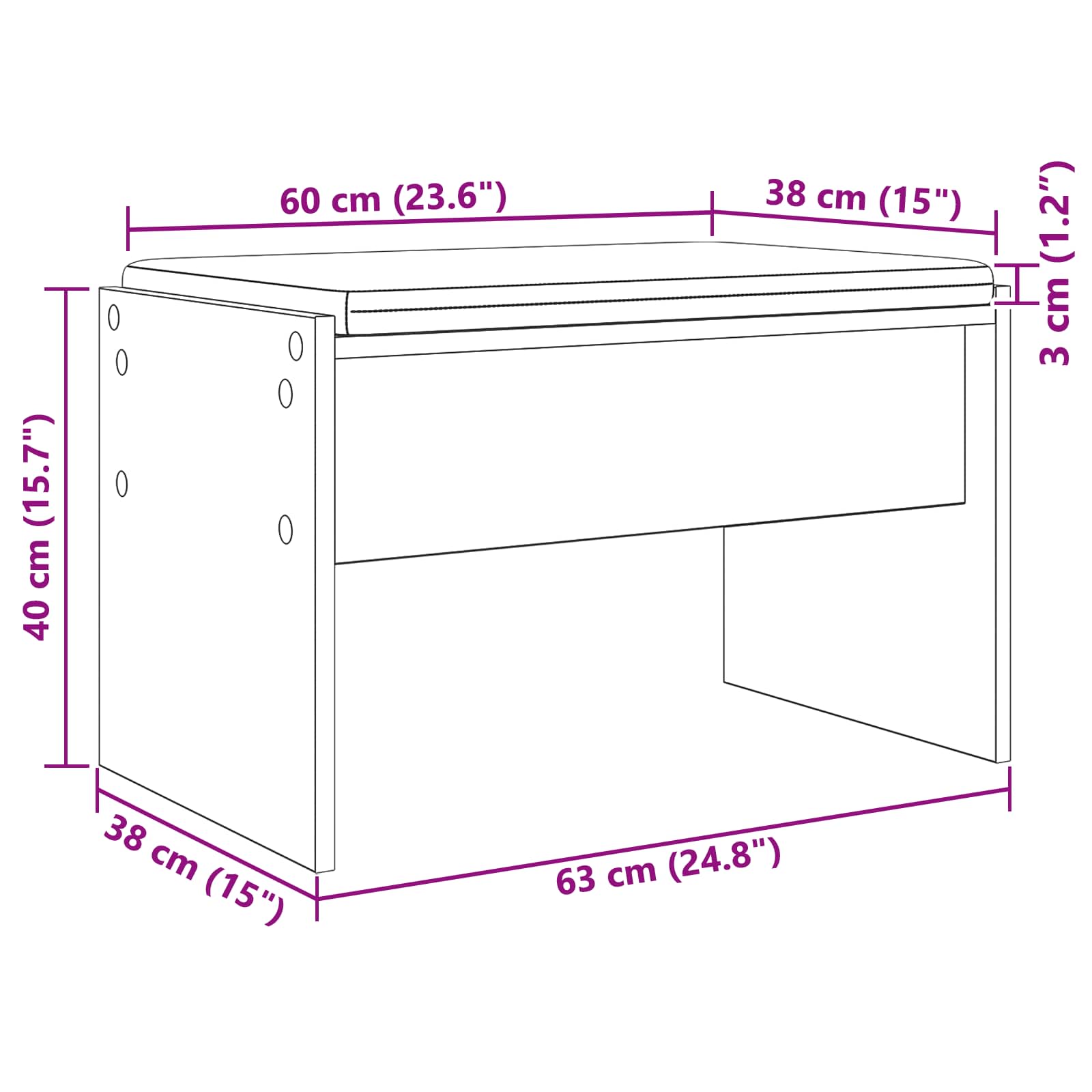 Haldna klop z blazino Siva Sonoma 63 x 38 x 40 cm - slika 11