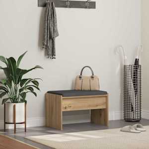 Haldna klop z blazino Umetni hrast 63 x 38 x 40 cm