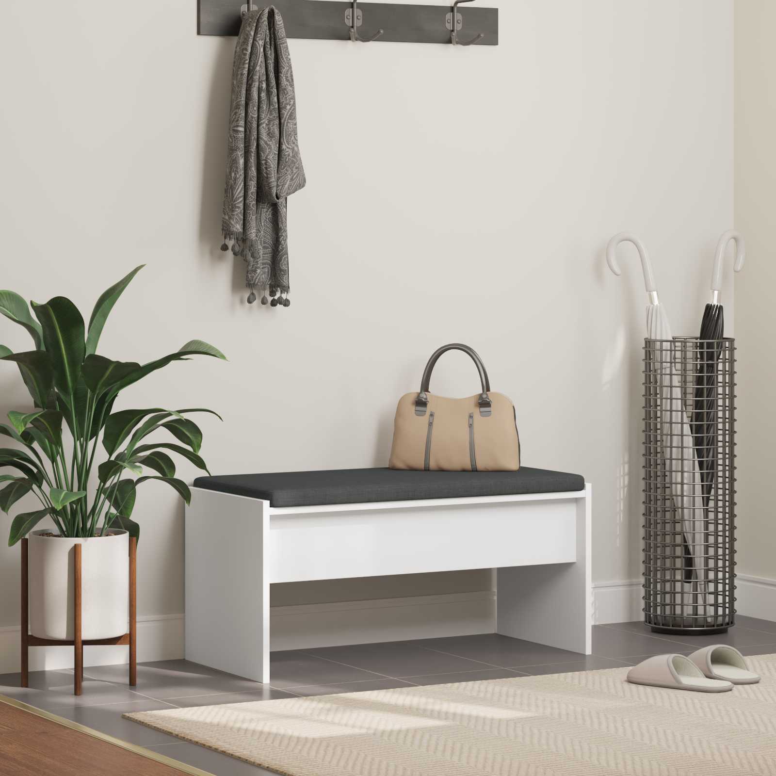 vidaXL Bancă pentru hol cu pernă Alb 80 x 38 x 46 cm