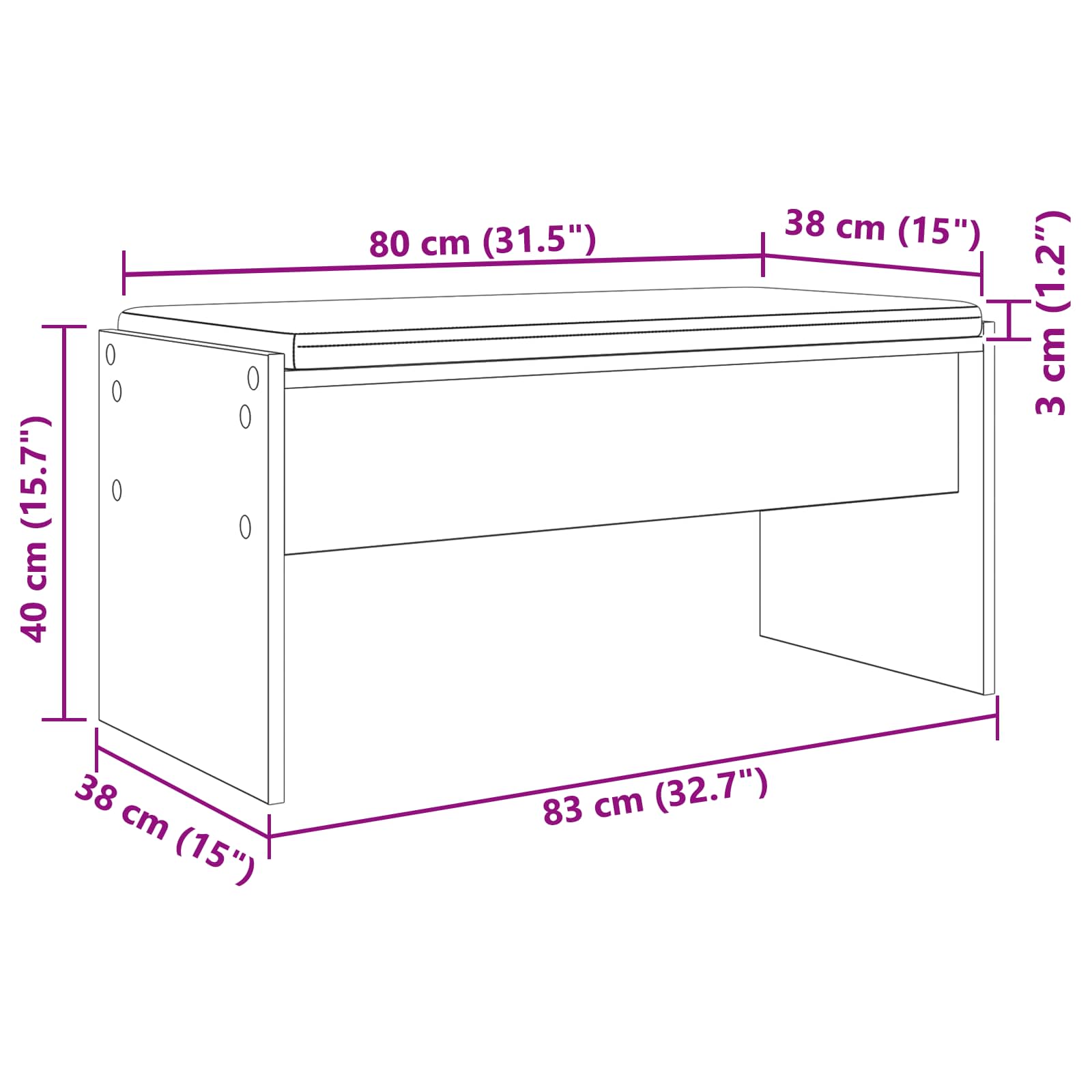 Haldna klop z blazino Bela 80 x 38 x 46 cm - slika 11
