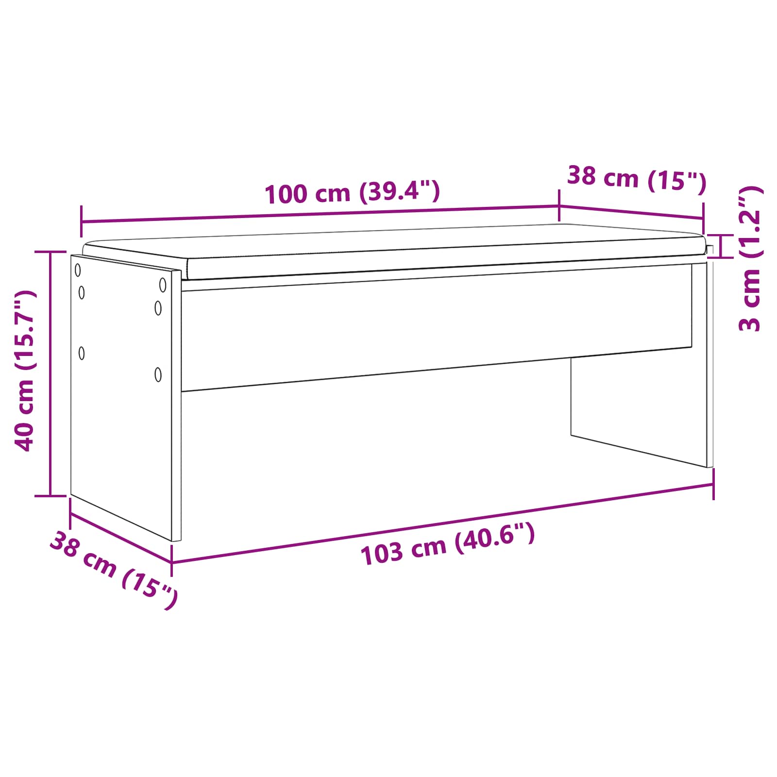Haldna klop z blazino Sonoma hrast 103 x 38 x 40 cm - slika 11