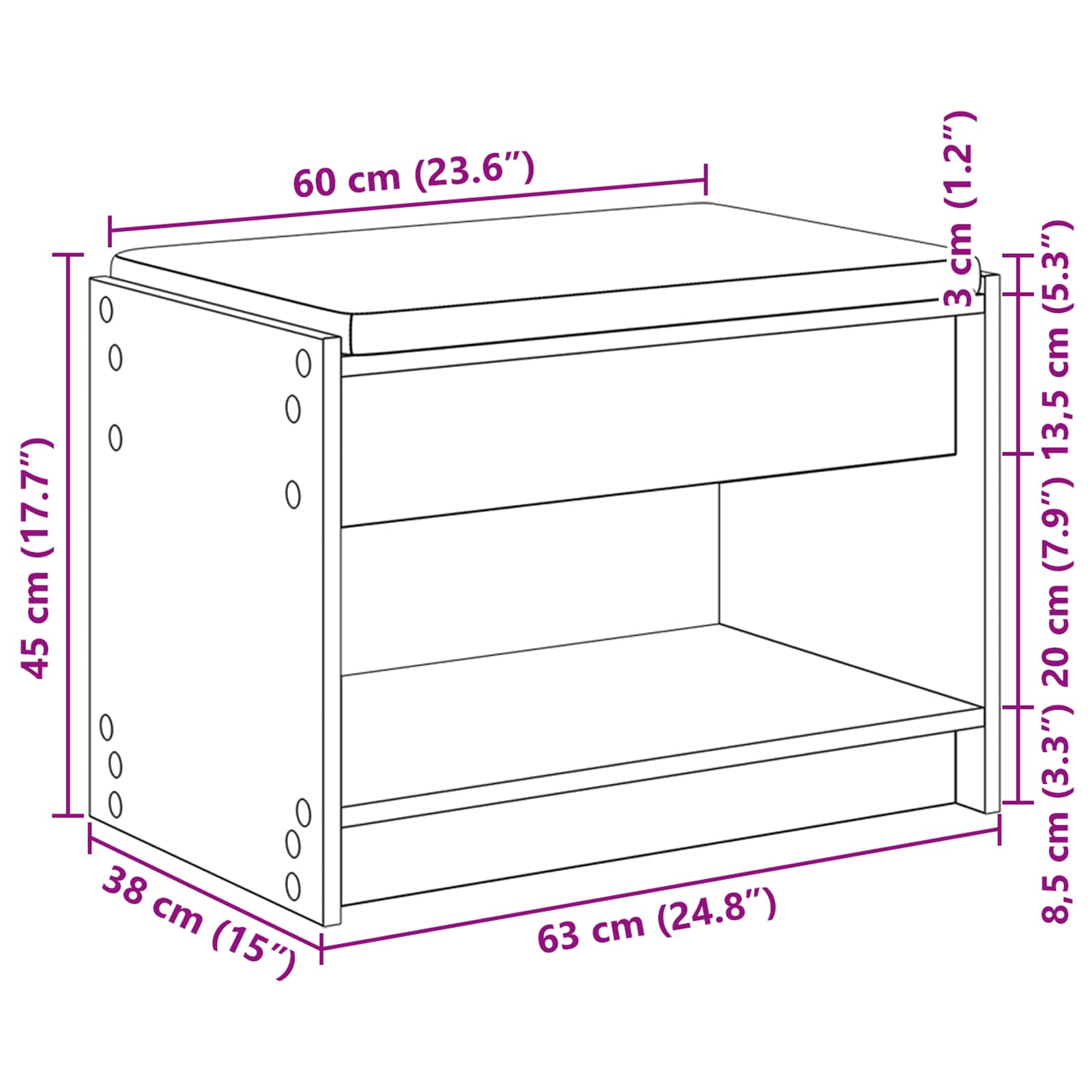 Haldna klop Beton Siva 63 x 38 x 45 cm Oblikovan Les in Tkanina - slika 11