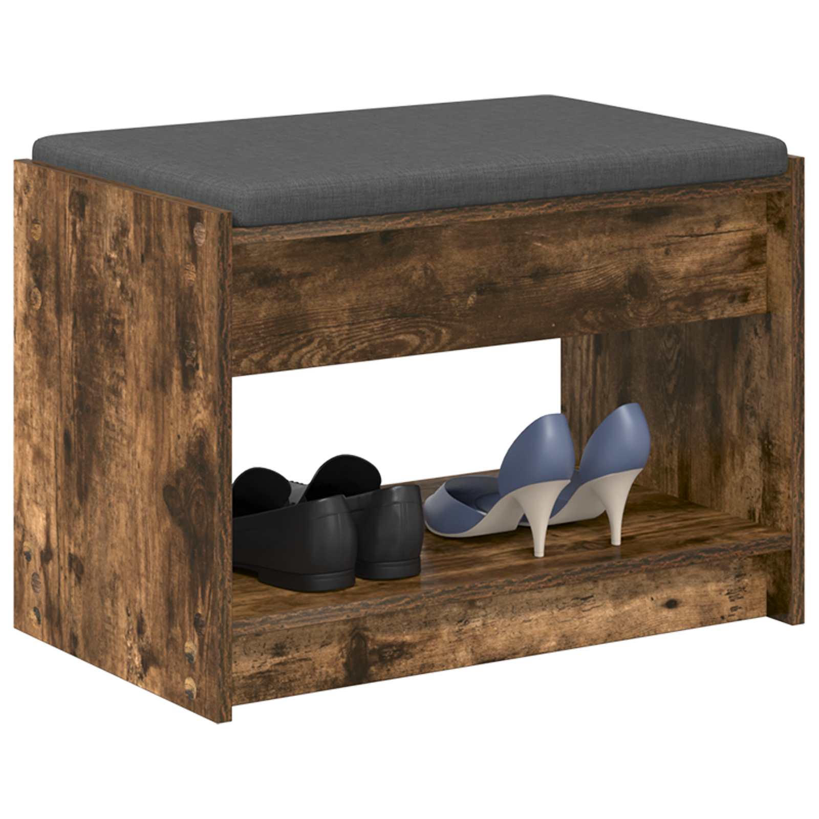 Thumbnail - vidaXL Flurbank mit Kissen mit Regal Geräucherte Eiche 63 x 38 x 45 cm