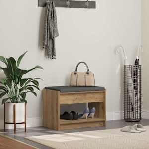 Haldna klop z blazino s polico Obrtni Hrast 63 x 38 x 45 cm