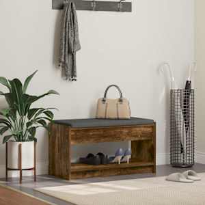 Haldna klop z blazino s polico Dimljeni Hrast 83 x 38 x 45 cm