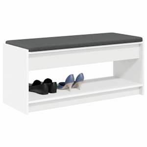 Chodbičková lavice s polštářem s policí Bílý 103 x 38 x 45 cm - obrázek 3