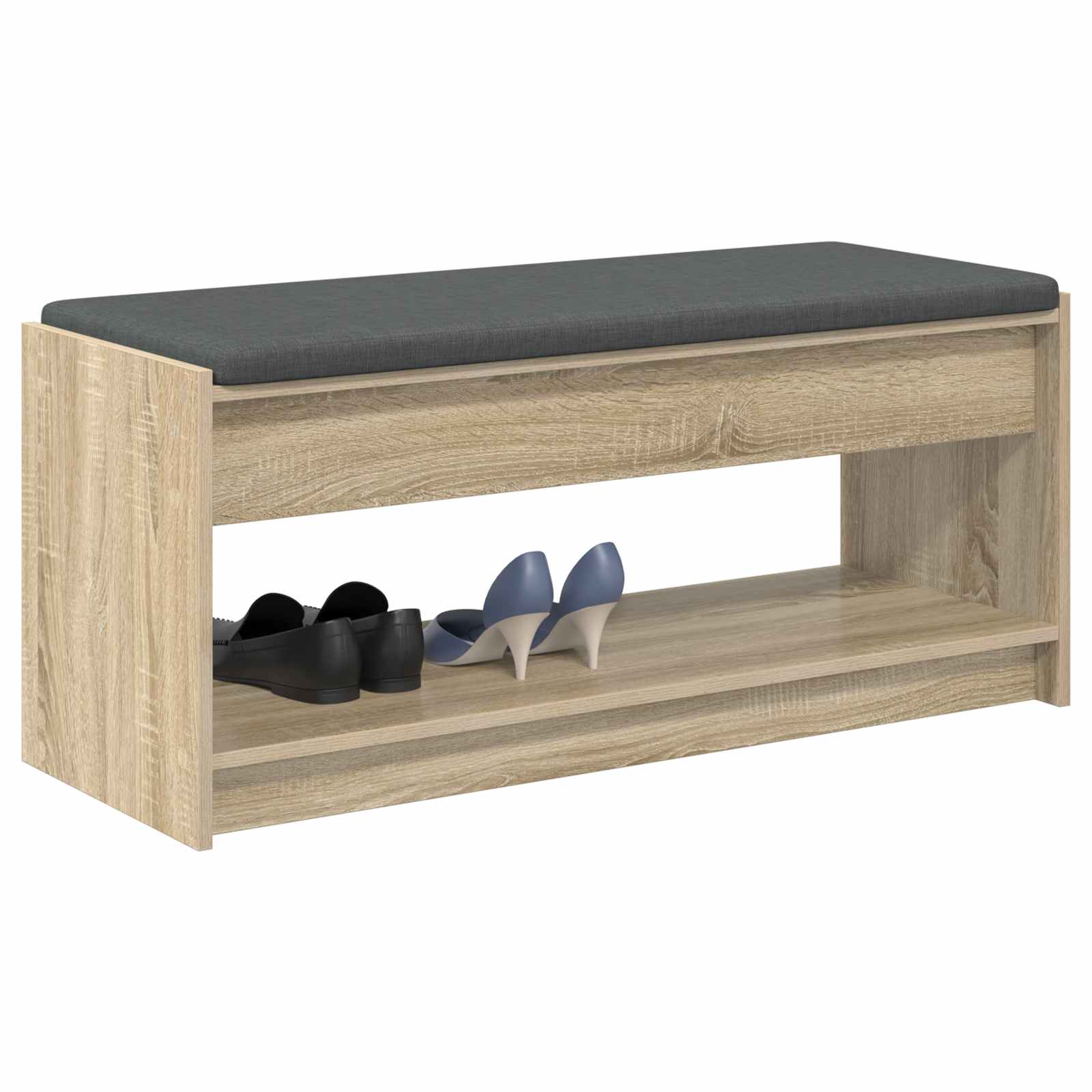 vidaXL Halbank met kussen met plank Sonoma Eiken 100 x 38 x 46 cm