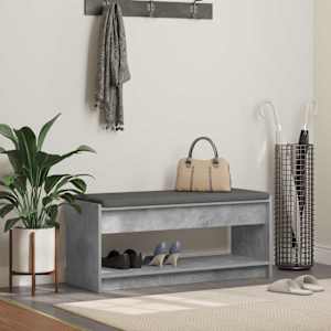 Chodbičková lavice s polštářem Betonově Šedá 103 x 38 x 45 cm - obrázek 1