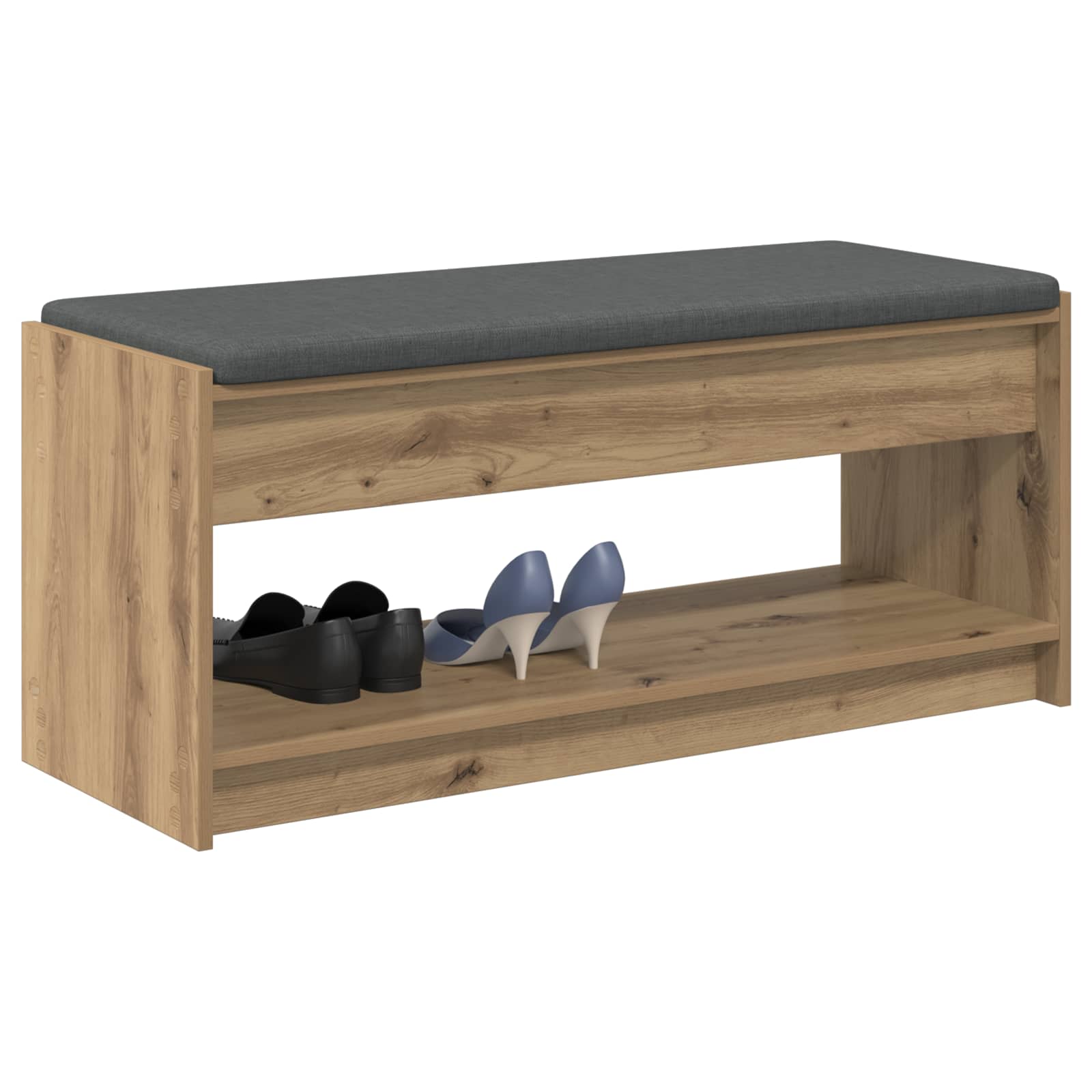 vidaXL Halbank met kussen met plank Artisan Eiken 100 x 38 x 46 cm