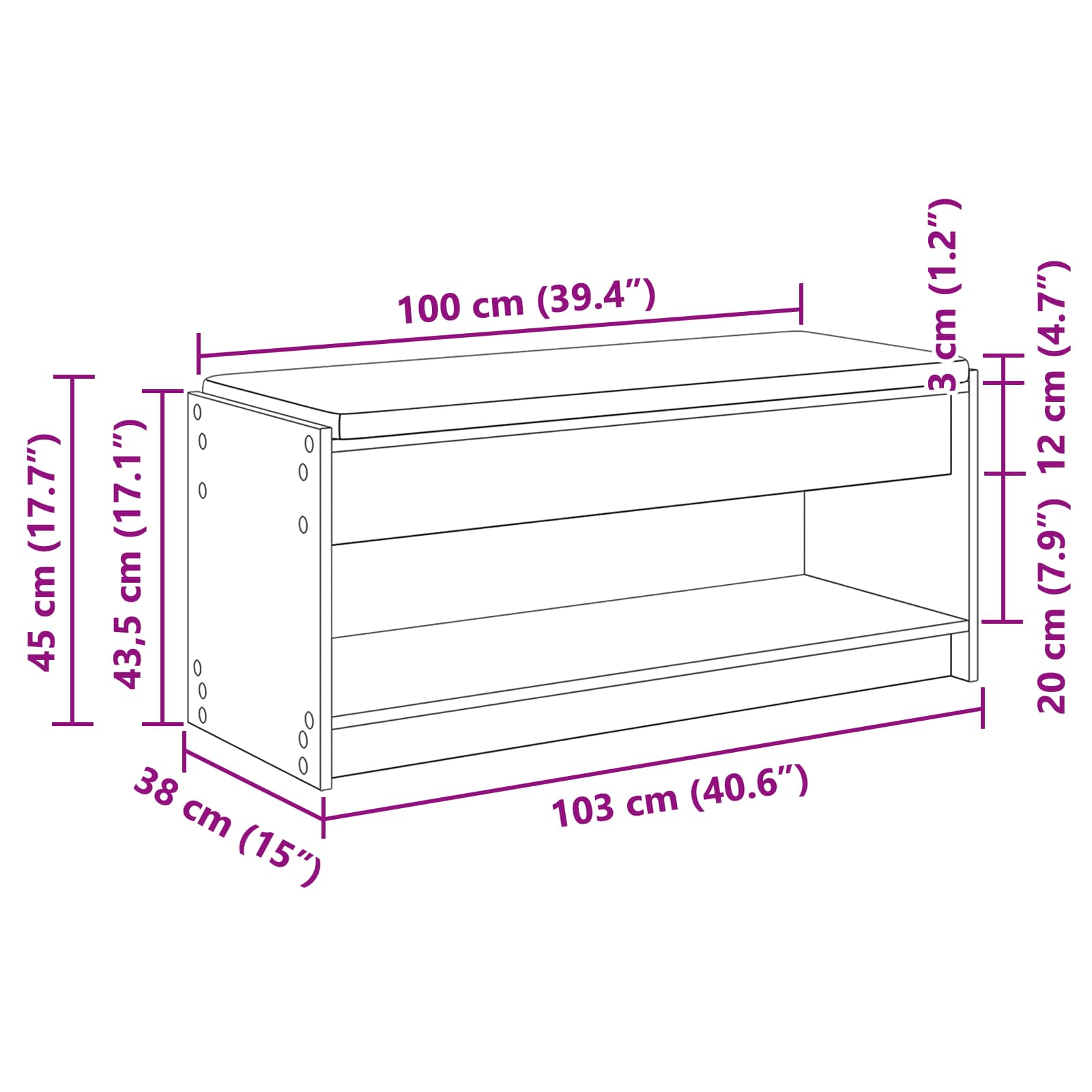 Halbank met kussen met plank Artisan Eiken 103 x 38 x 45 cm | luizaXL | Dé meubelwinkel voor elk interieur Halbank met kussen met plank Artisan Eiken 103 x 38 x 45 cm - Afbeelding 11