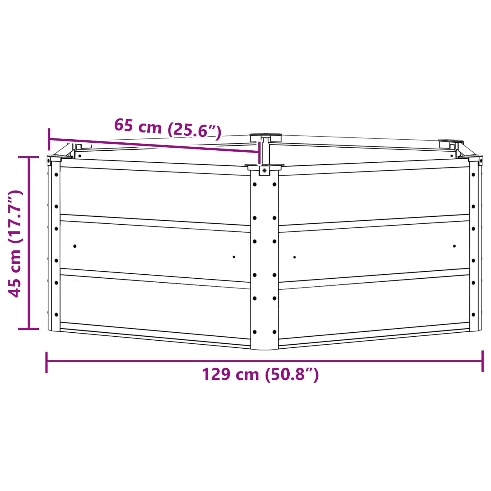 Plantenbak Ivoor 129 x 129 x 45 cm Staal image 7