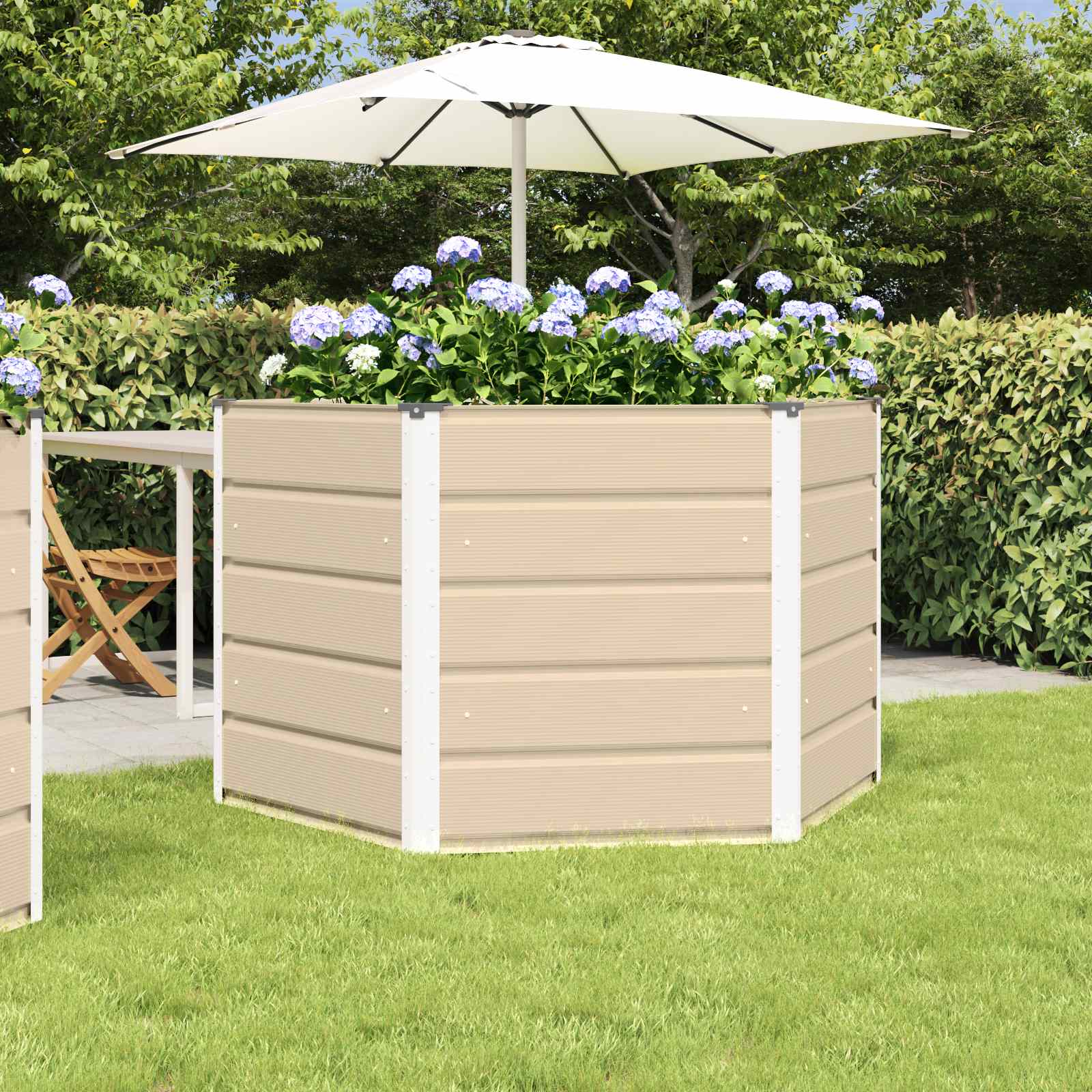 vidaXL Pflanzkübel Elfenbein 129 x 129 x 75 cm Stahl