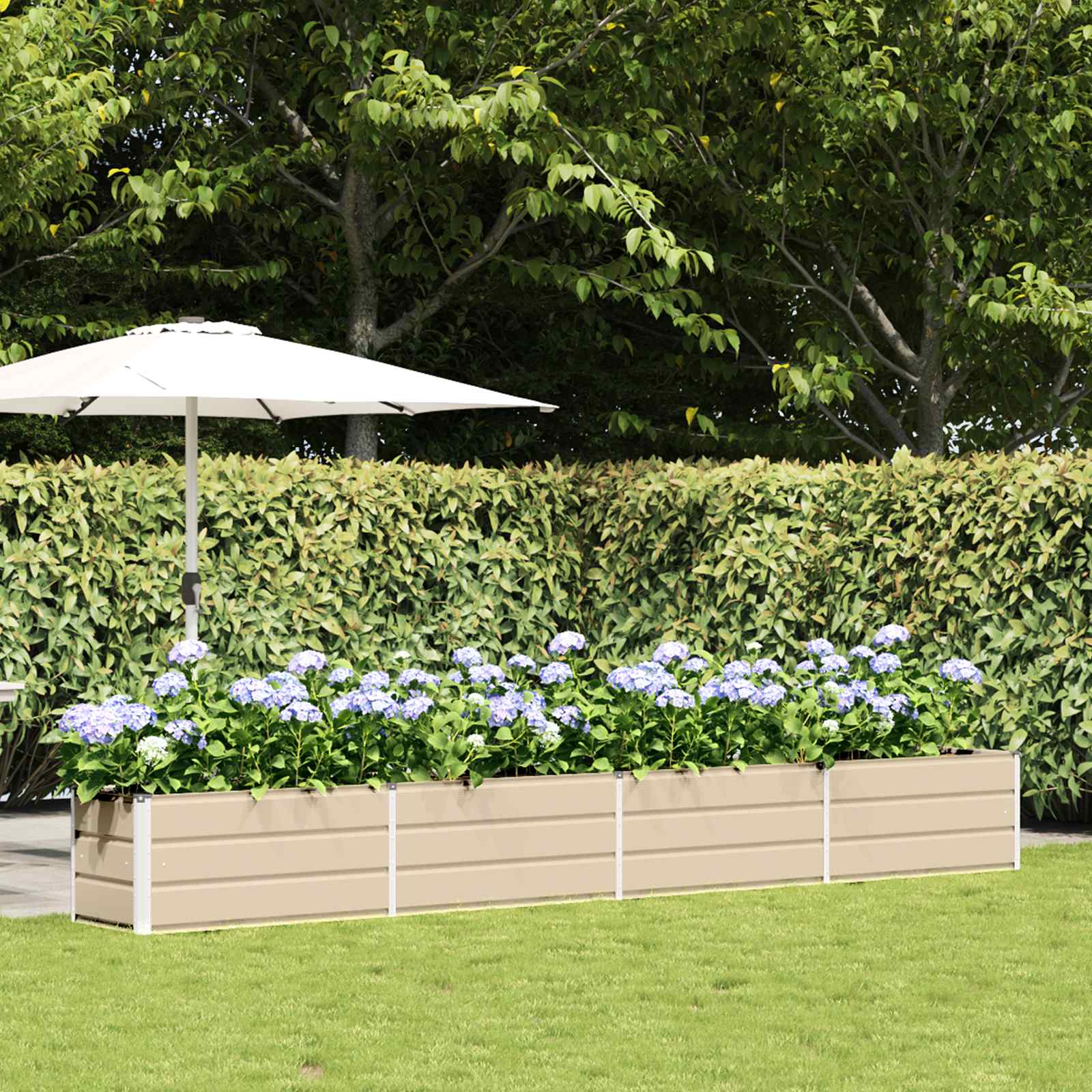 vidaXL Pflanzkübel Elfenbein 385 x 50 x 45 cm Verzinkter Stahl