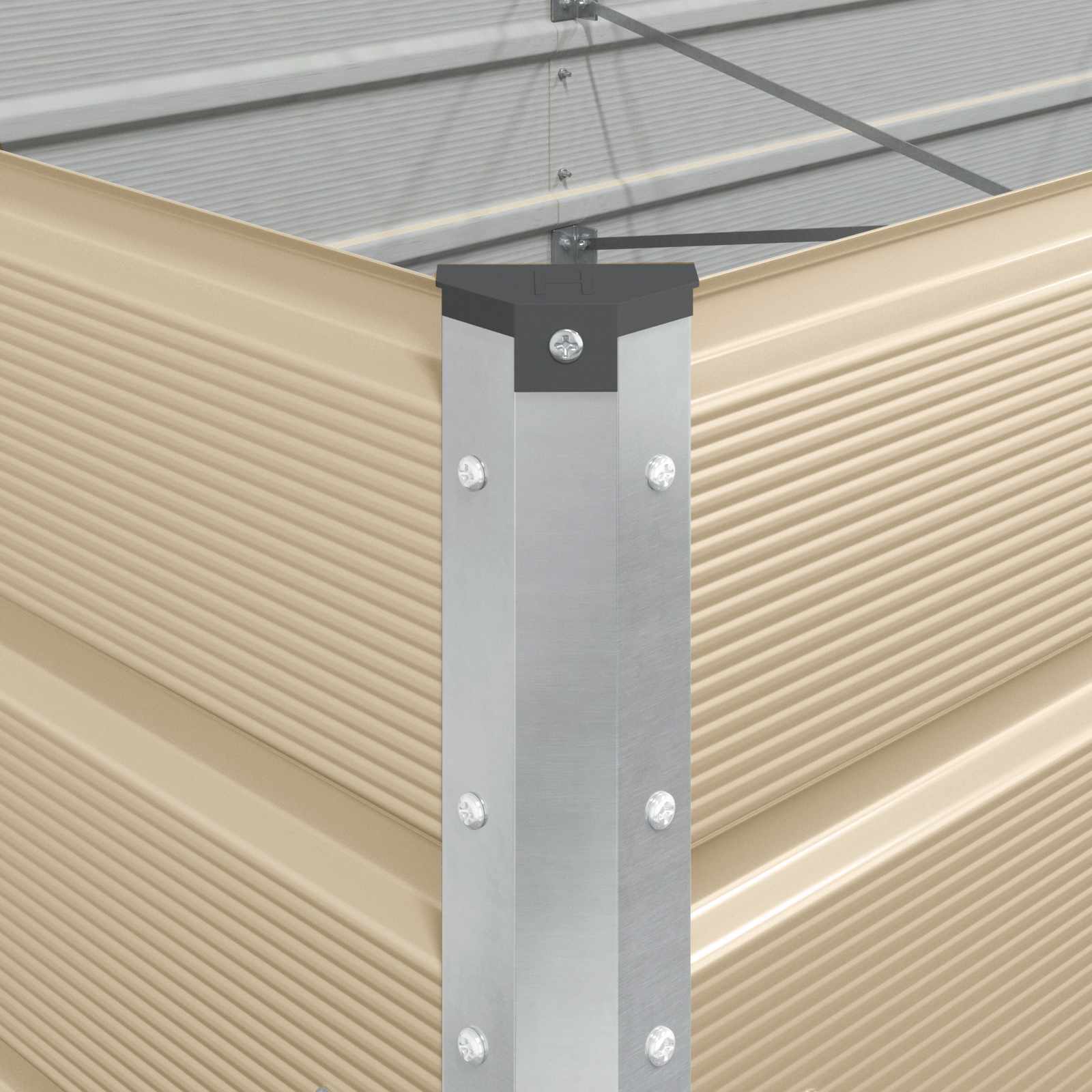 Cvetlično korito Slonokoščena 195 x 100 x 45 cm Cinkana jeklena - slika 9