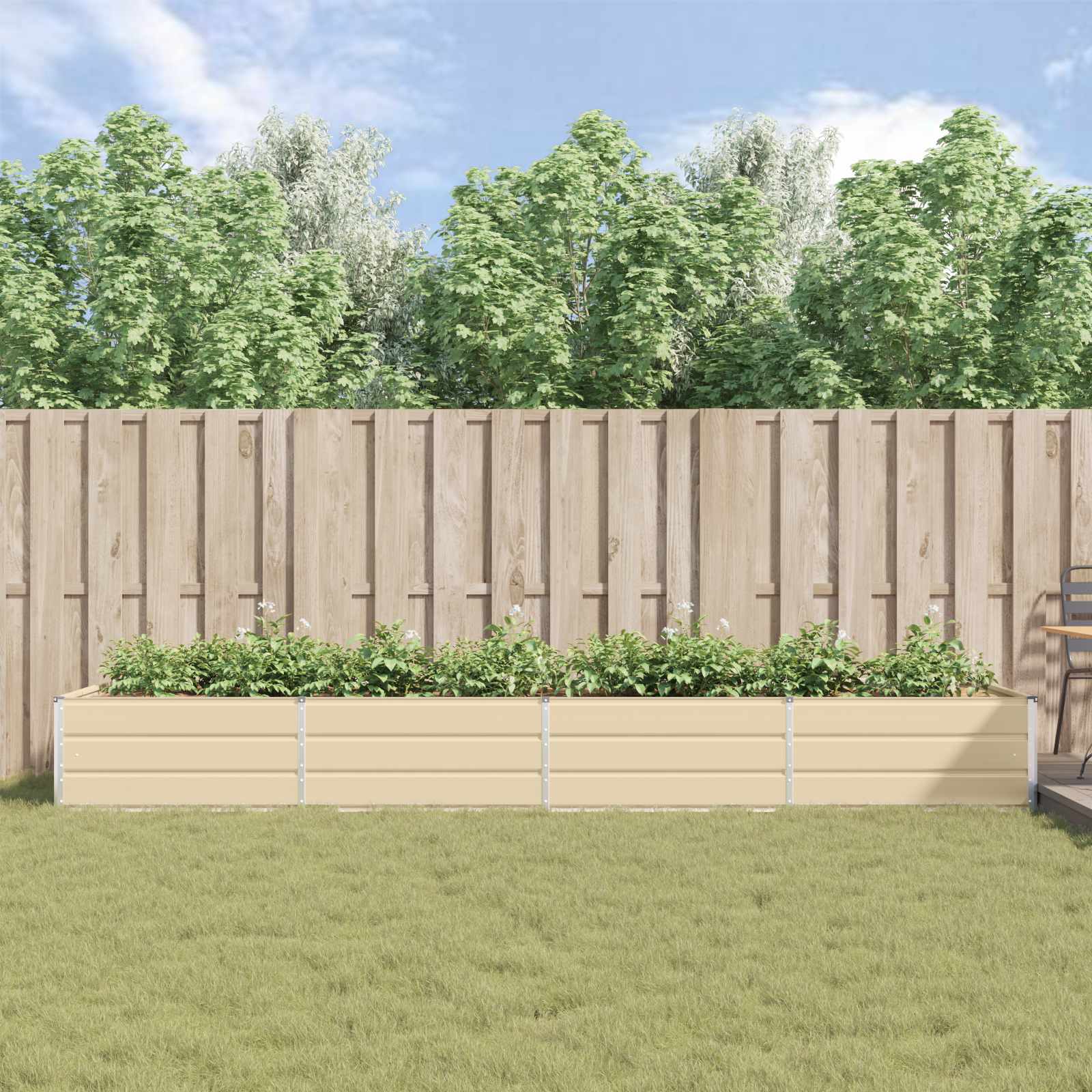 Cvetlično korito Slonokoščena 195 x 100 x 45 cm Cinkana jeklena - slika 4