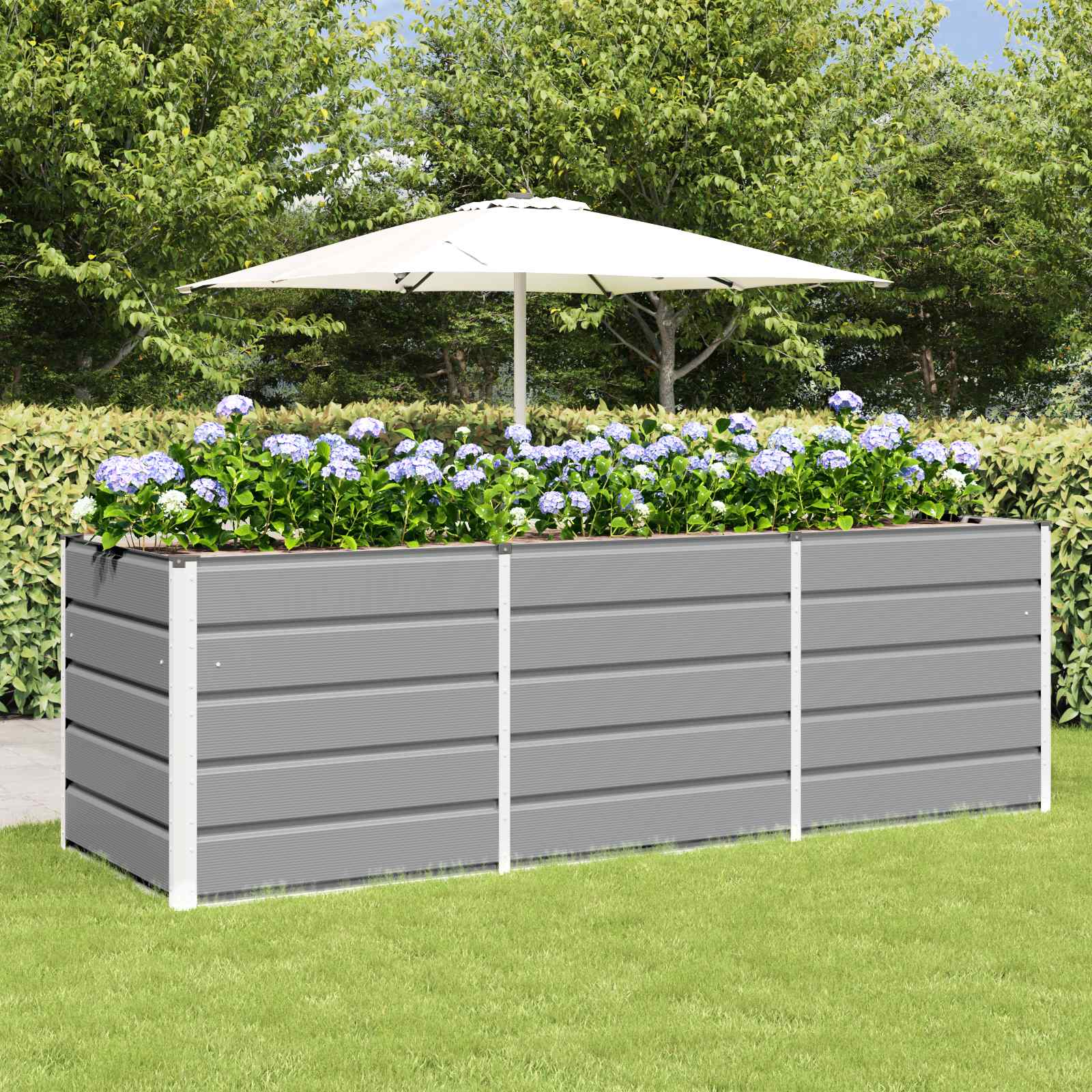 vidaXL Pflanzkübel Hellgrau 240 x 80 x 75 cm Stahl