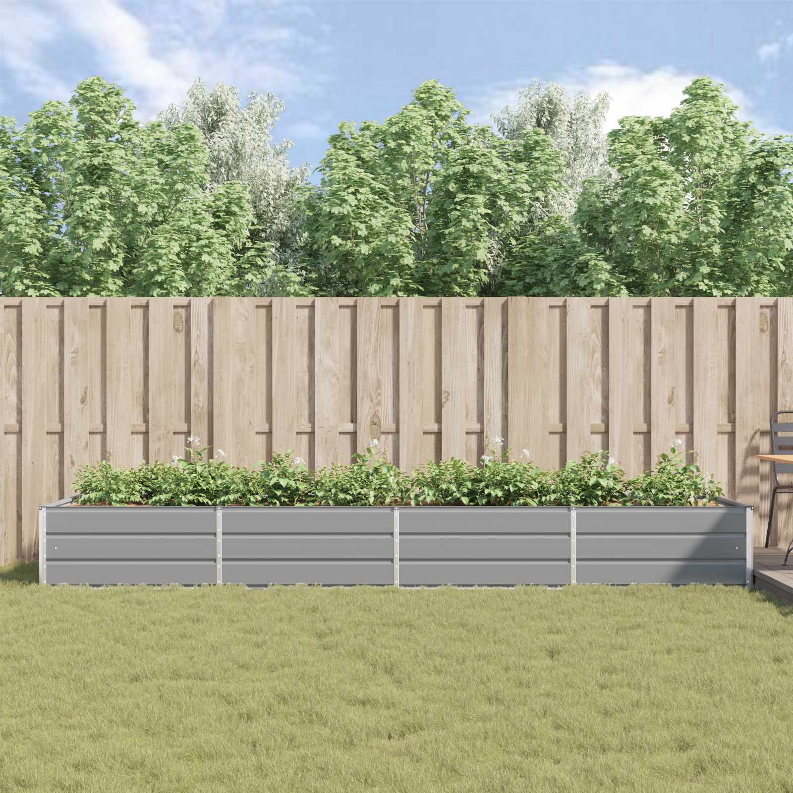 Cvetlično korito Svetlo siva 195 x 100 x 45 cm Cinkana jeklena - slika 4