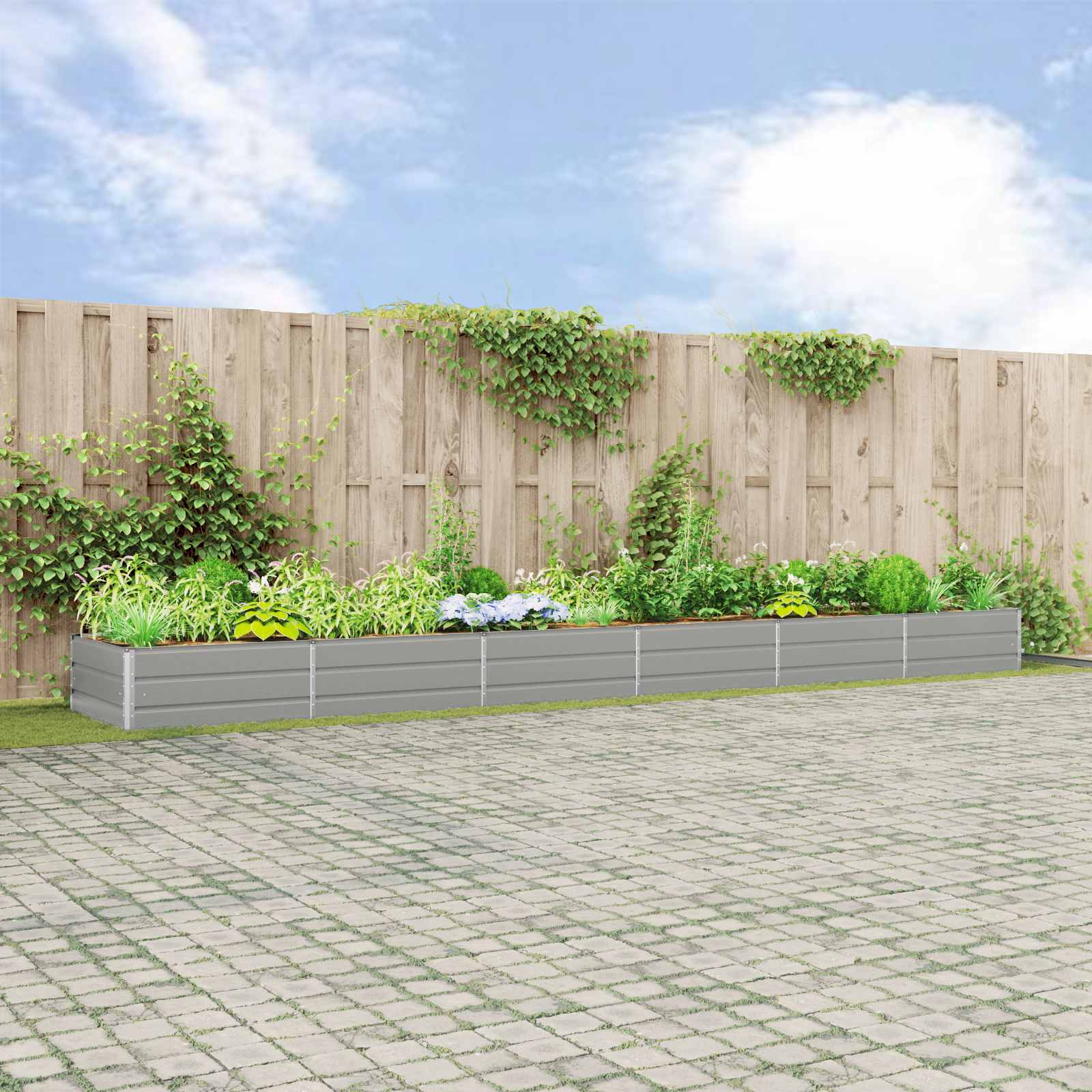 vidaXL Jardinieră Gri deschis 580 x 100 x 45 cm Oțel Galvanizat