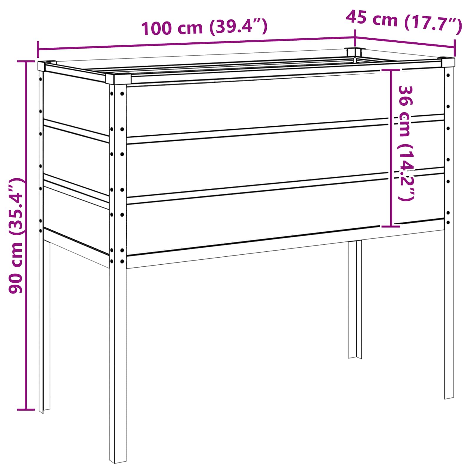 Cvetlično korito Svetlo siva 100 x 45 x 90 cm Cinkana jeklena - slika 9