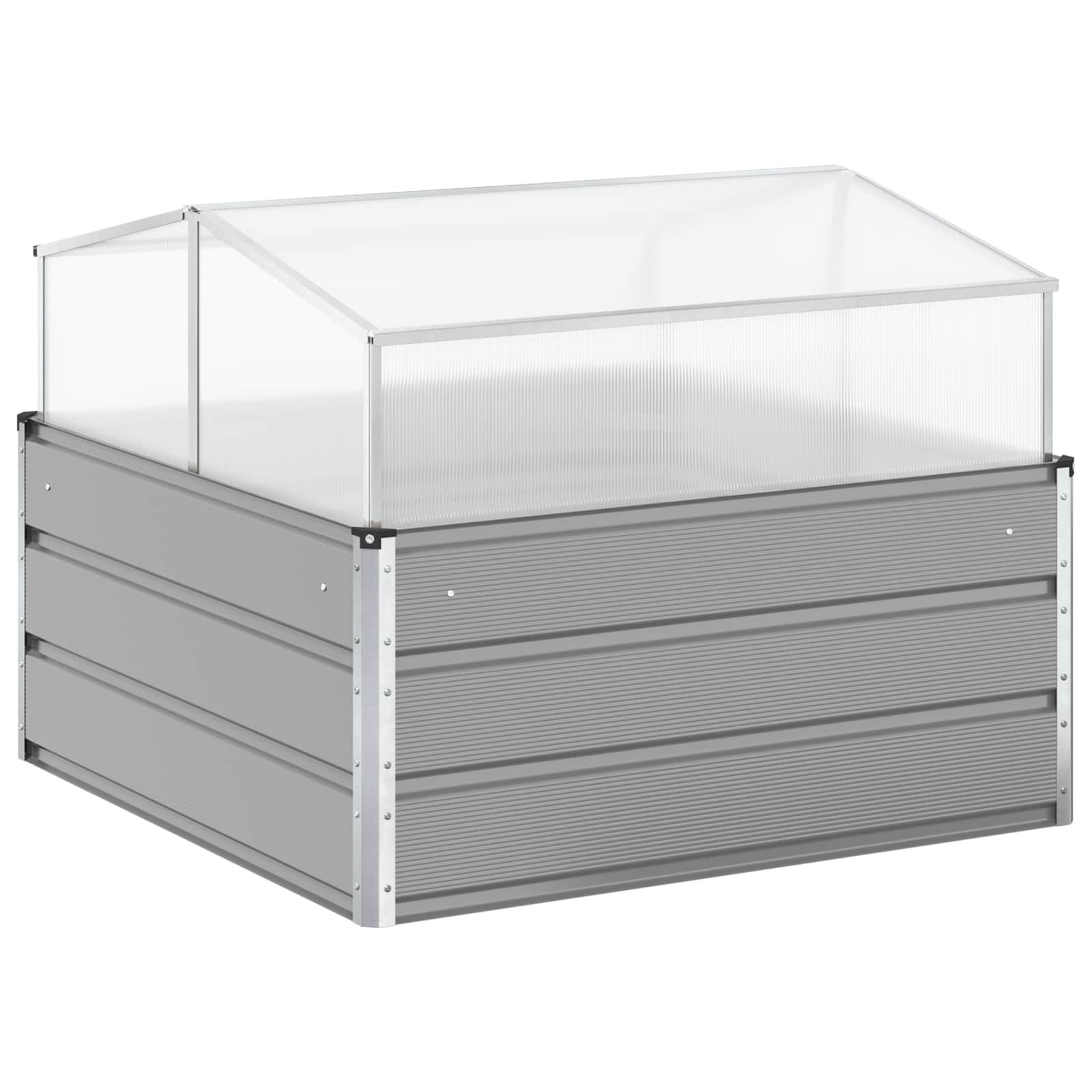 Cvetlično korito Svetlo siva 100 x 100 x 77 cm Cinkana jeklena - slika 2