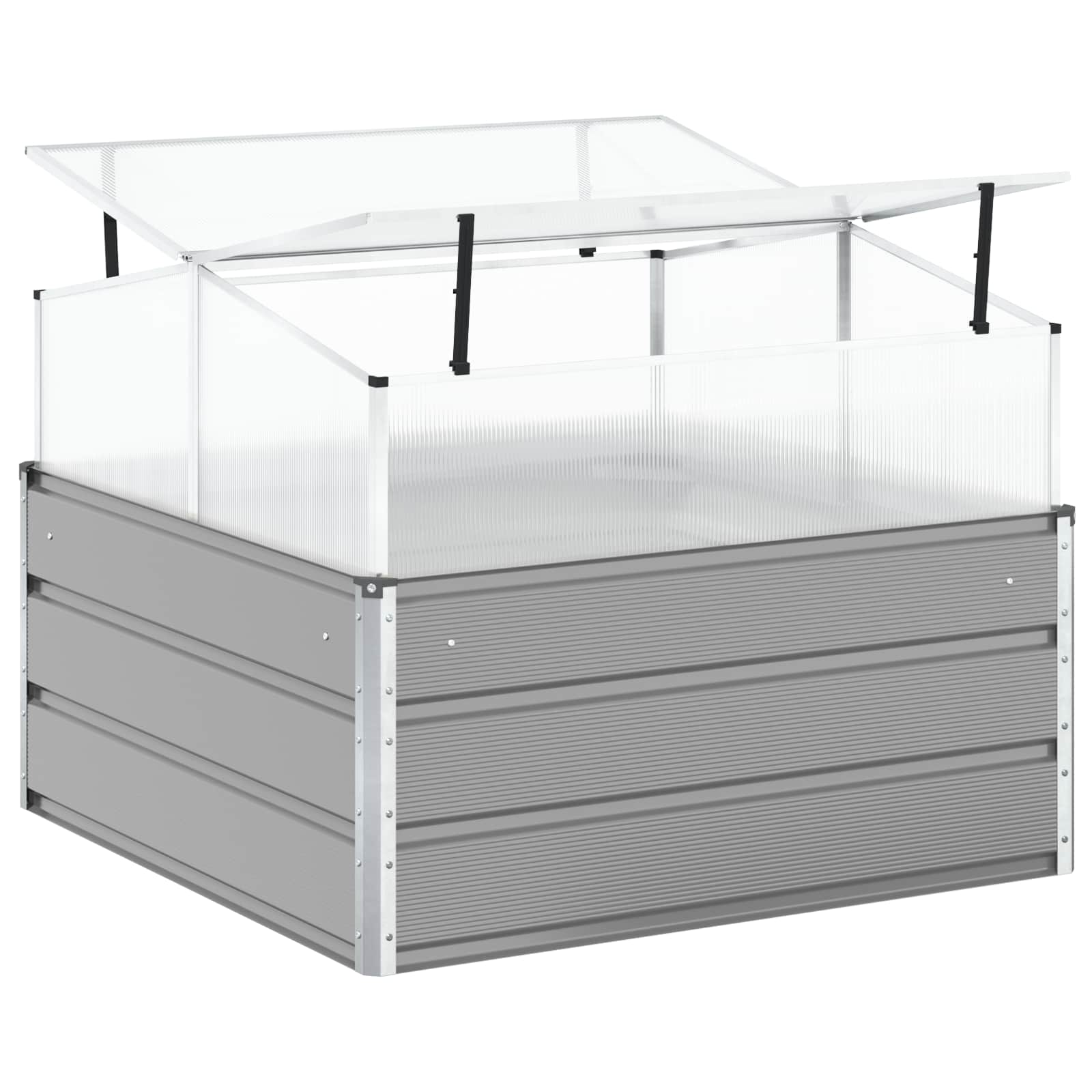 Cvetlično korito Svetlo siva 100 x 100 x 77 cm Cinkana jeklena - slika 8