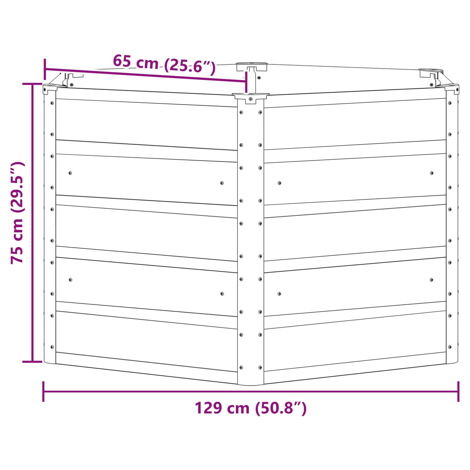 Plantenbak Antraciet 129 x 129 x 75 cm Staal image 7