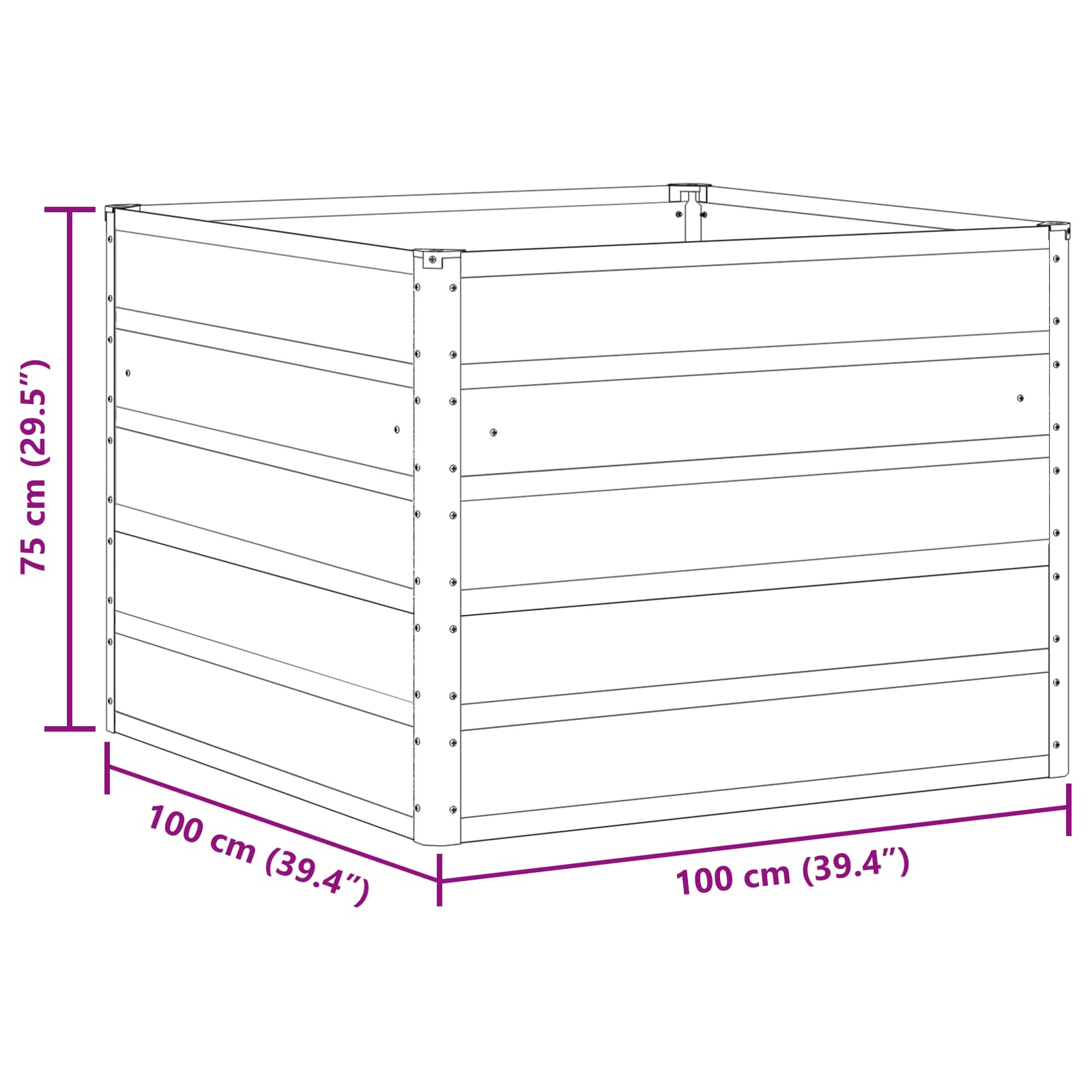 Plantenbak Antraciet 100 x 100 x 75 cm Staal image 7