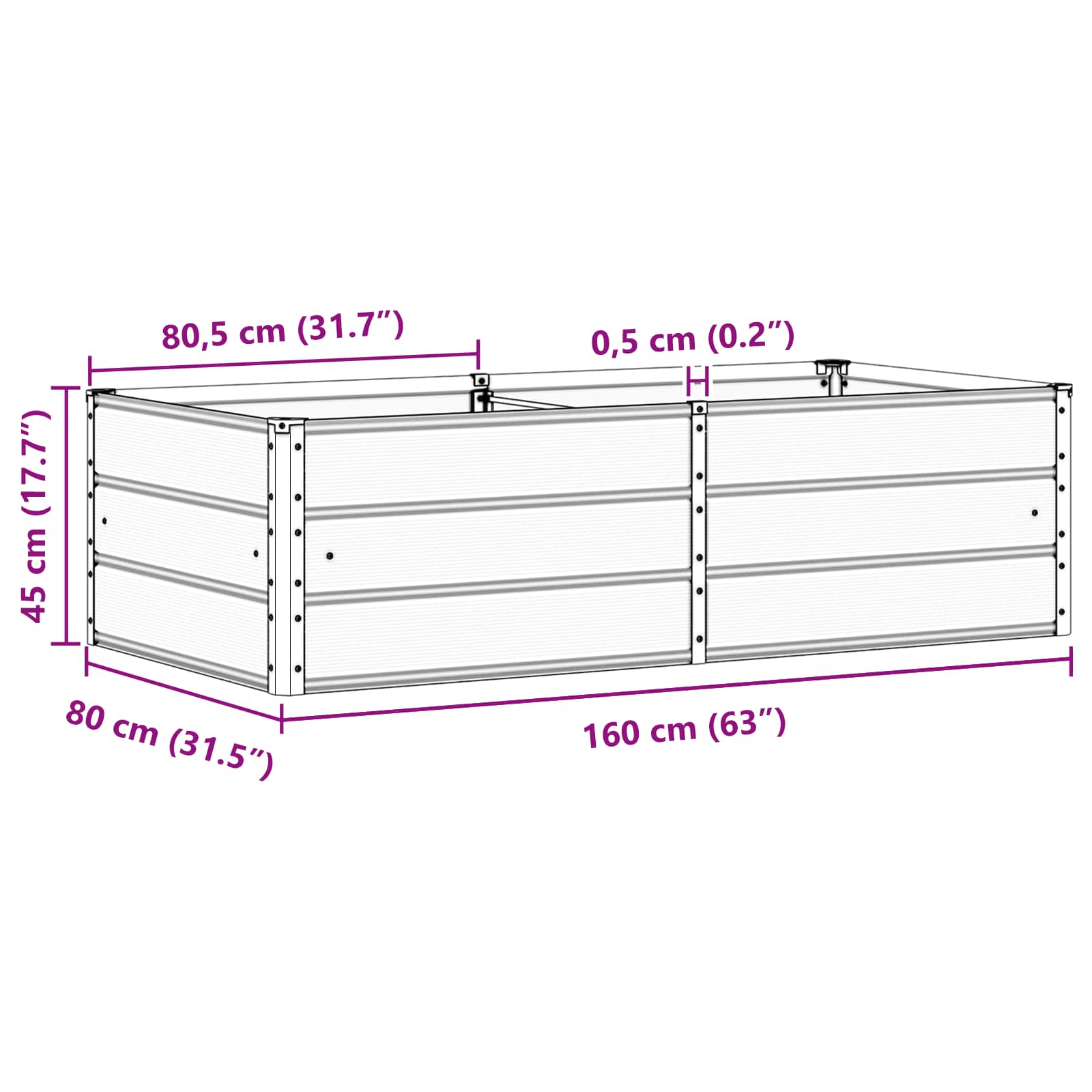 Plantenbak Antraciet 160 x 80 x 45 cm Staal image 7