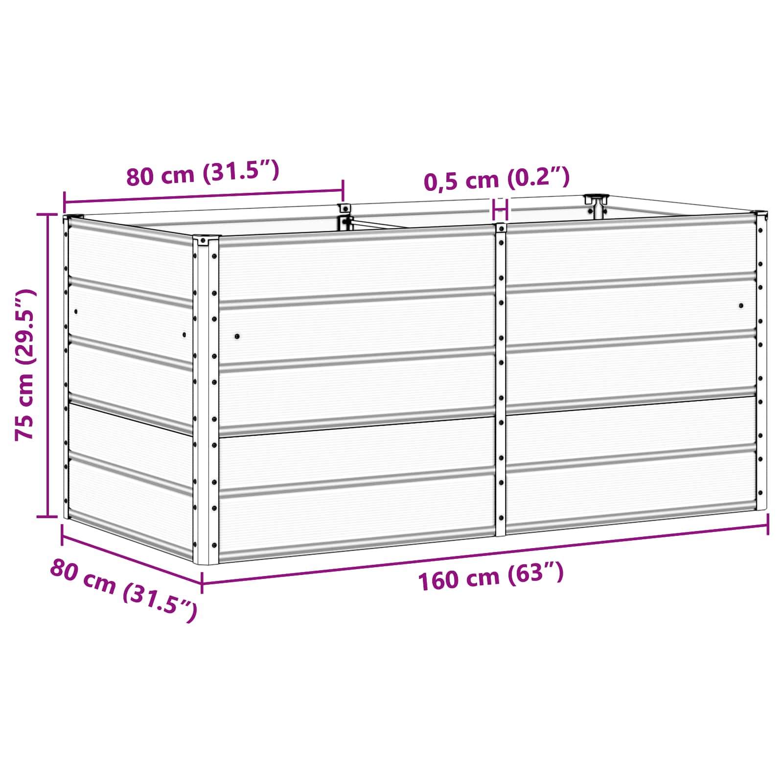 Plantenbak Antraciet 160 x 80 x 75 cm Staal image 7