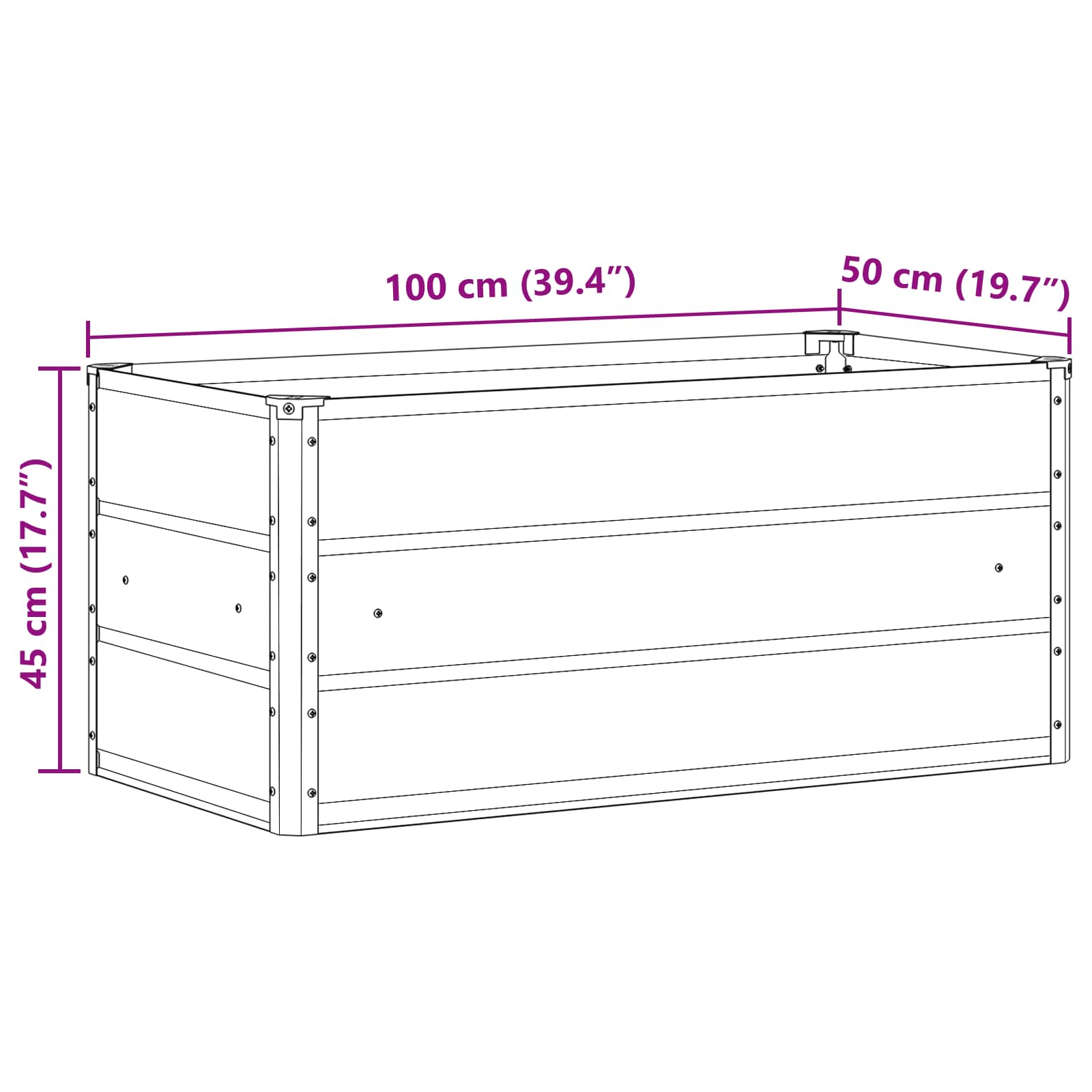 Puķu kaste Antracīts 100 x 50 x 45 cm Cinkots tērauds