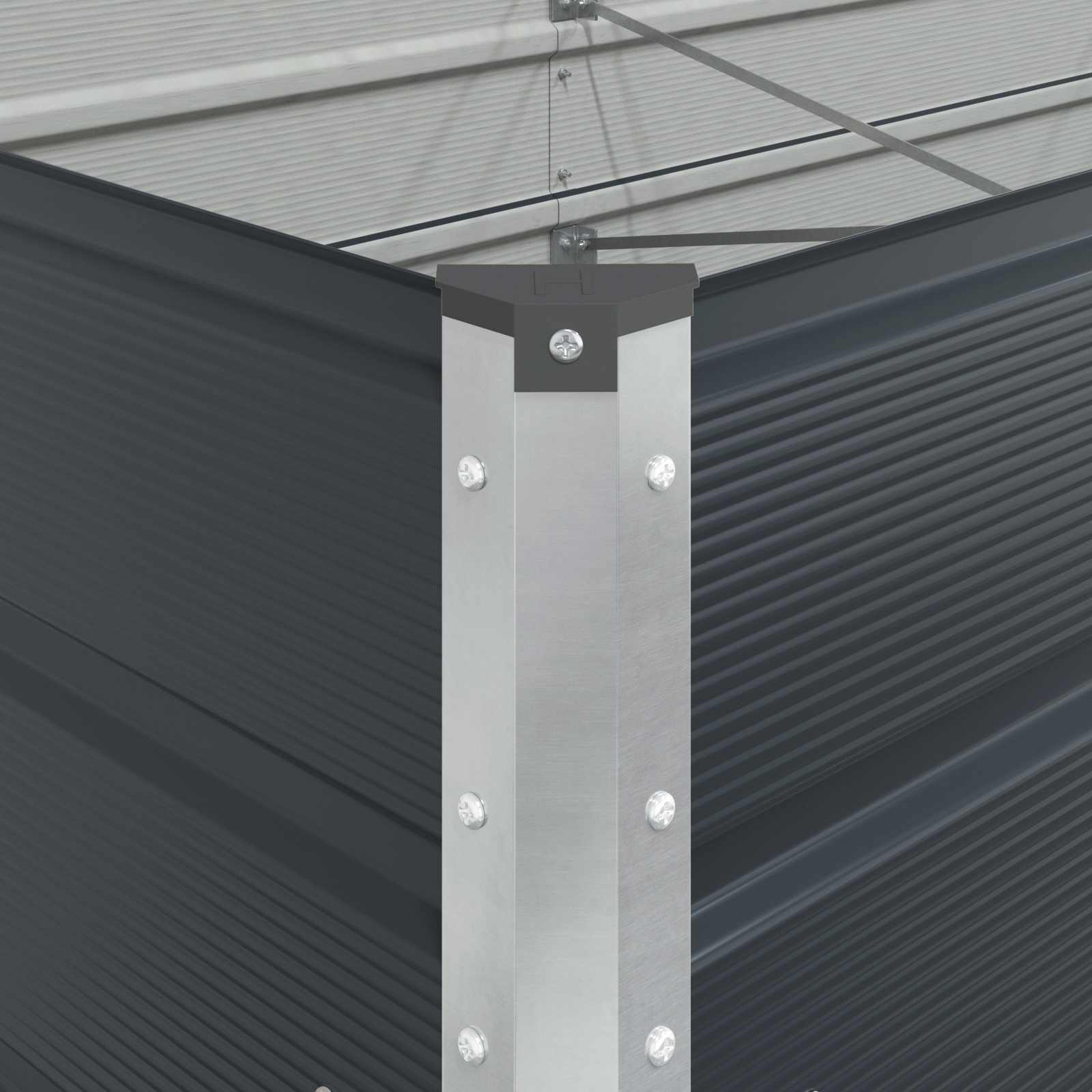 Cvetlično korito Antracit 195 x 100 x 45 cm Cinkana jeklena - slika 9