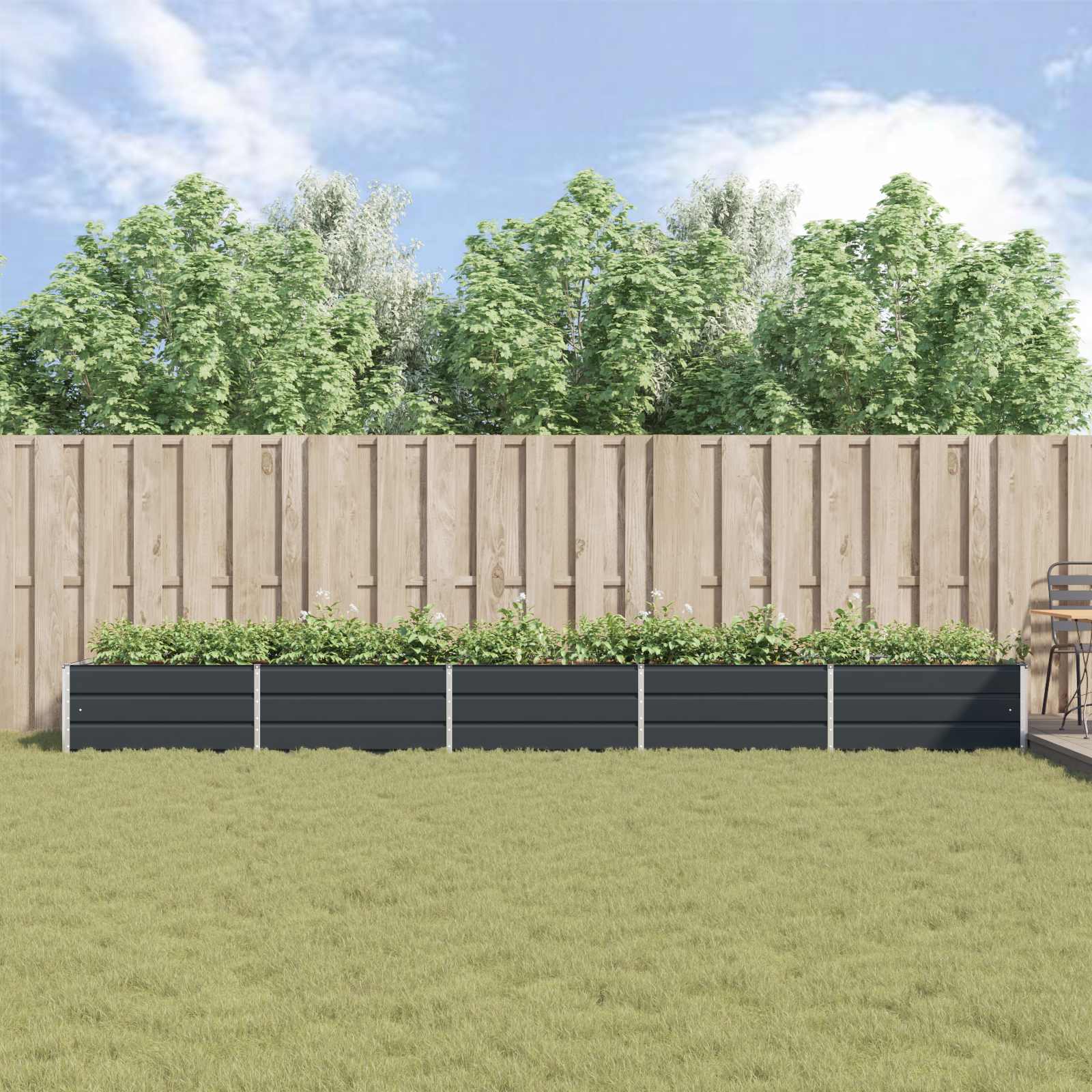 Cvetlično korito Antracit 195 x 100 x 45 cm Cinkana jeklena - slika 4