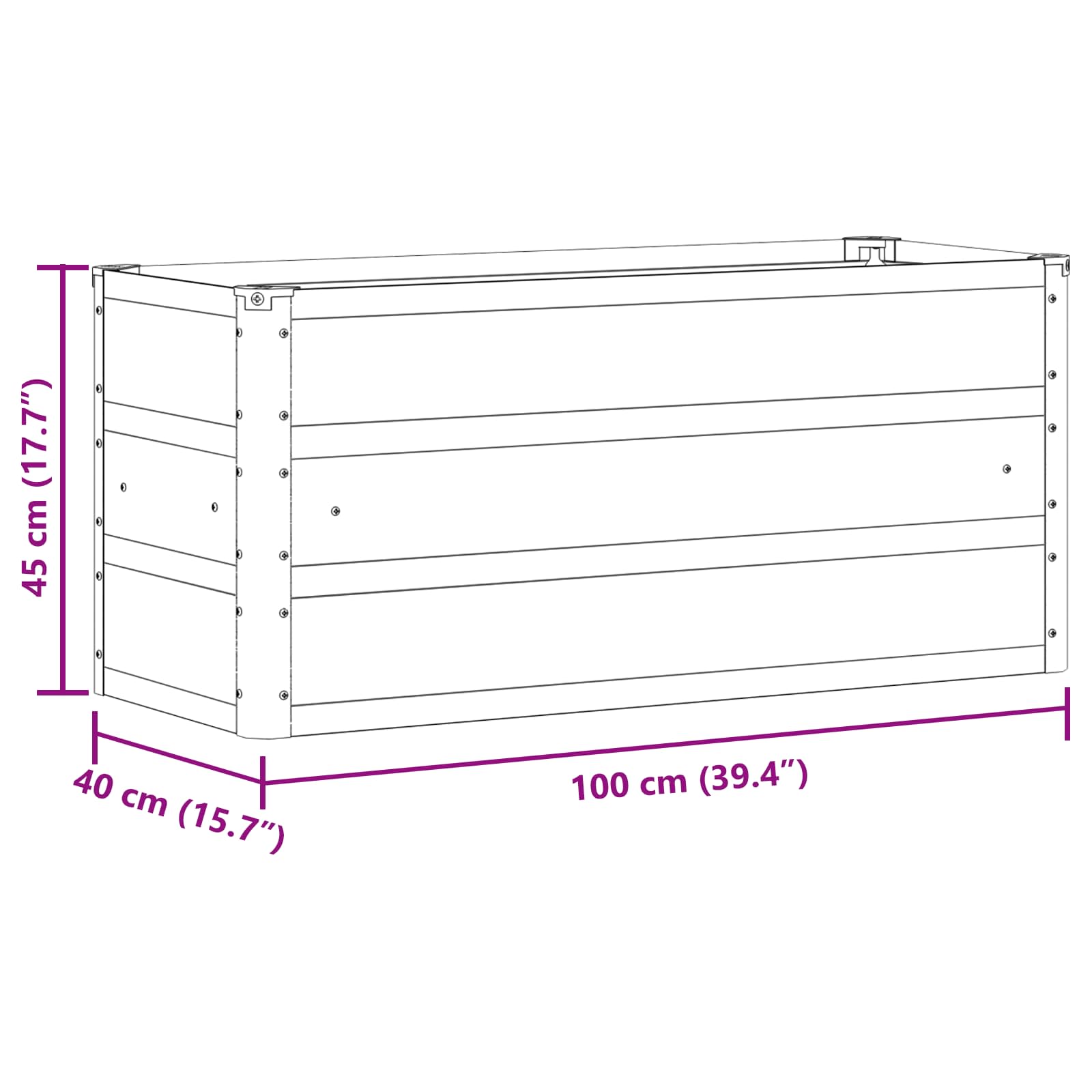 Cvetlično korito Zelena 100 x 40 x 45 cm Jeklo - slika 7