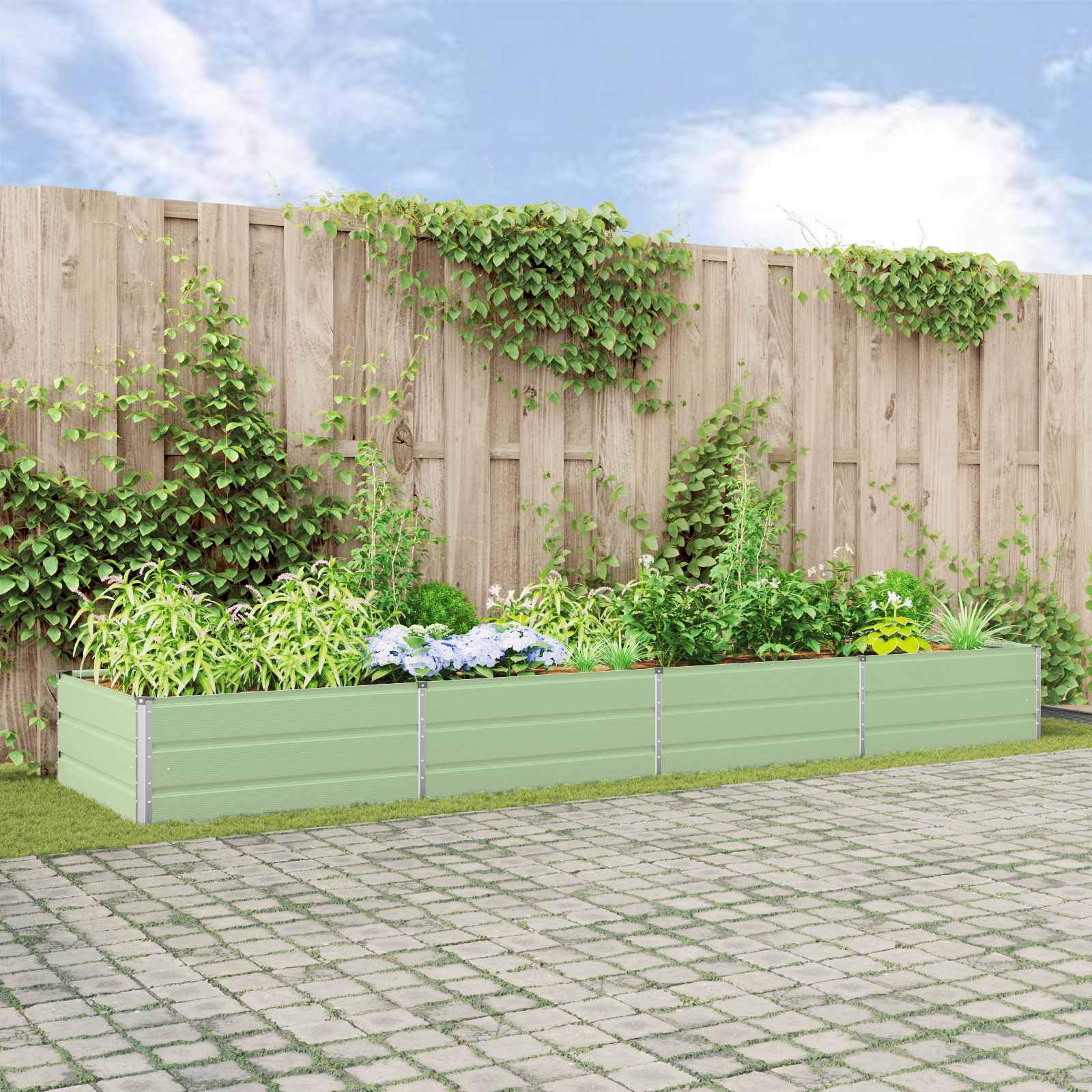 vidaXL Pflanzkübel Pastellgrün 195 x 100 x 45 cm Verzinkter Stahl