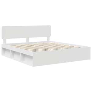 Rám postele s čelo Bílá 200 x 200 cm Masivní borové dřevo - obrázek 4