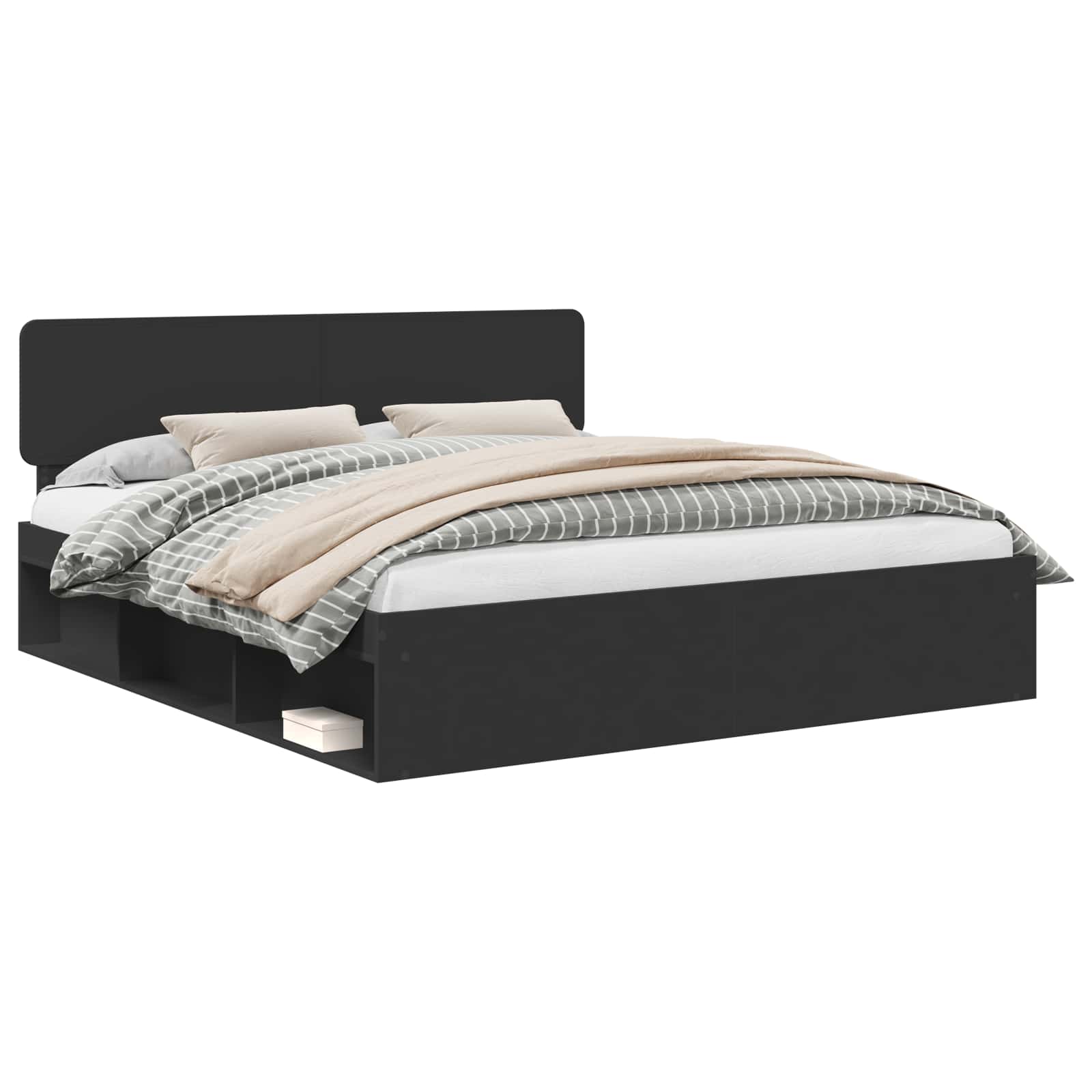 Voodi raam peaga Must 200 x 200 cm Tahke mänd 94 Kõik vajalik sinu aeda ja koju! Voodi raam peaga Must 200 x 200 cm Tahke mänd - Image 2